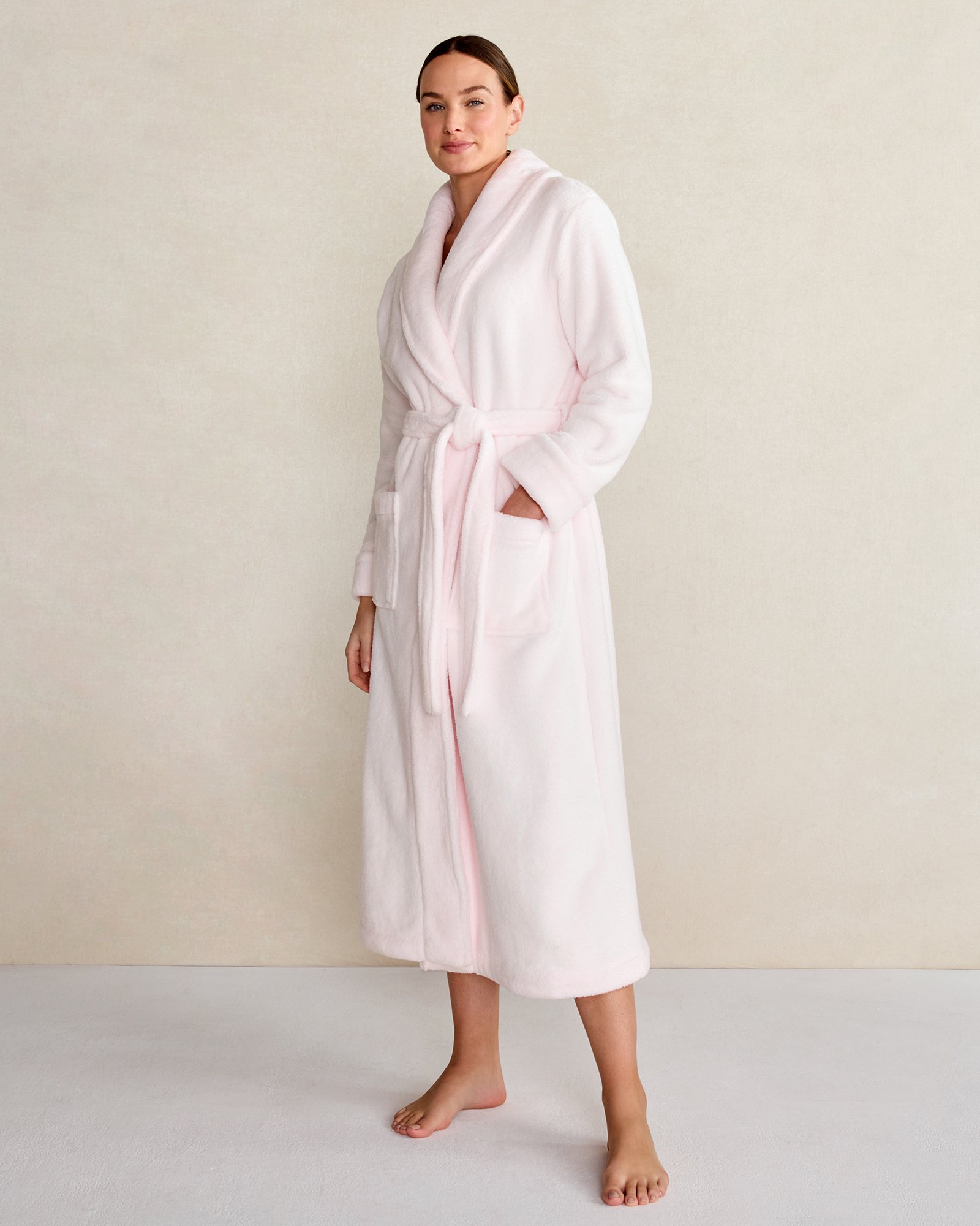 Talbots Fluffy Plush Robe - Peony Pink - Medium - 100% Cotton