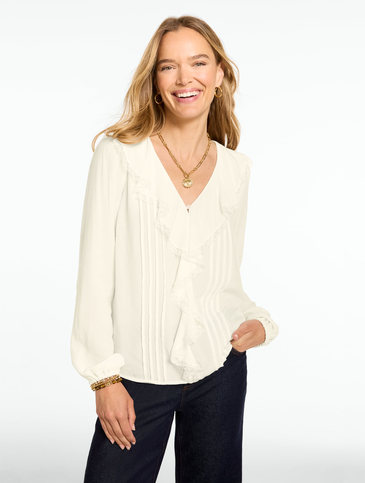 Pintuck Ruffle Soft Top