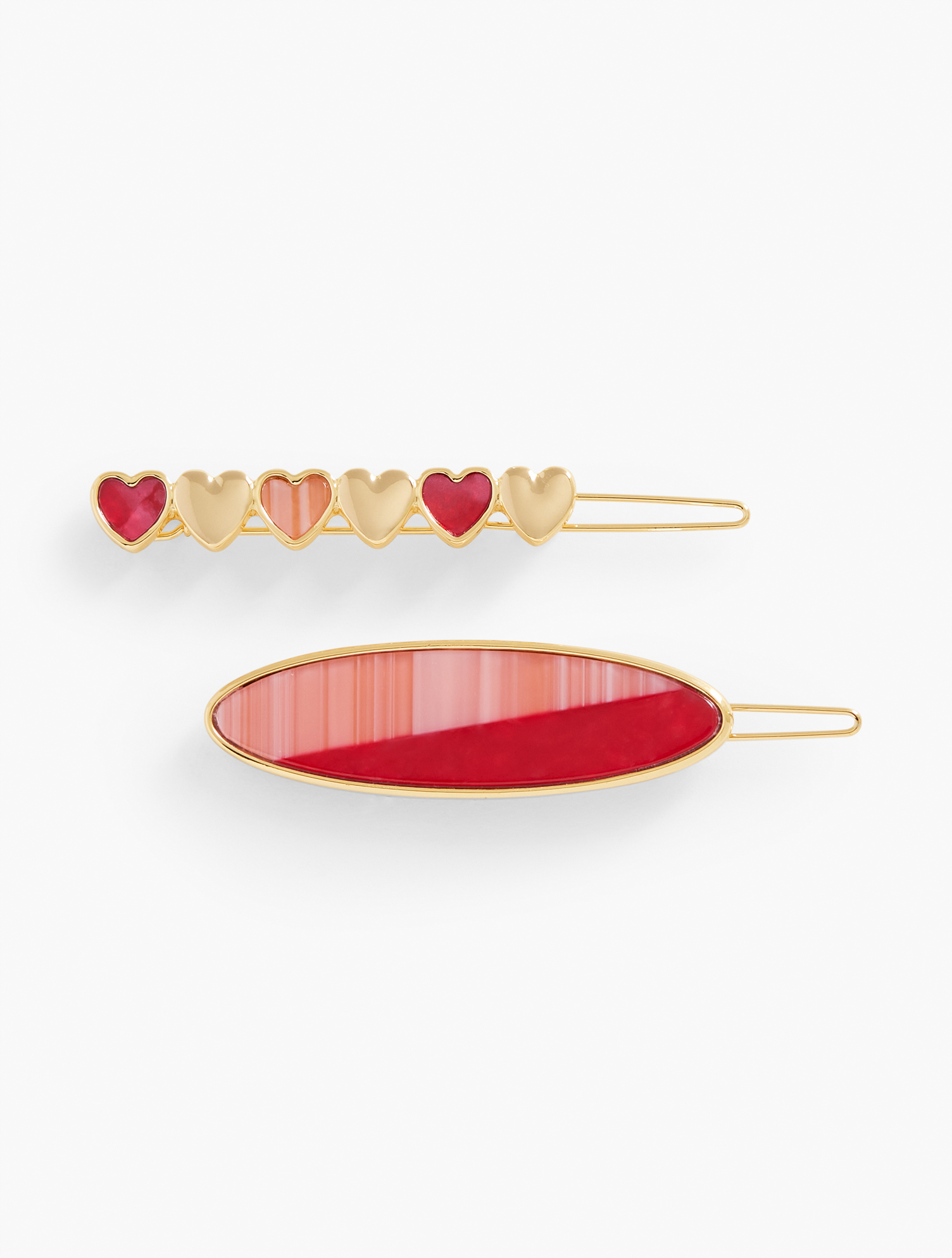 Talbots Multi Hearts Barrette Set - Red/gold - 001  In Red,gold