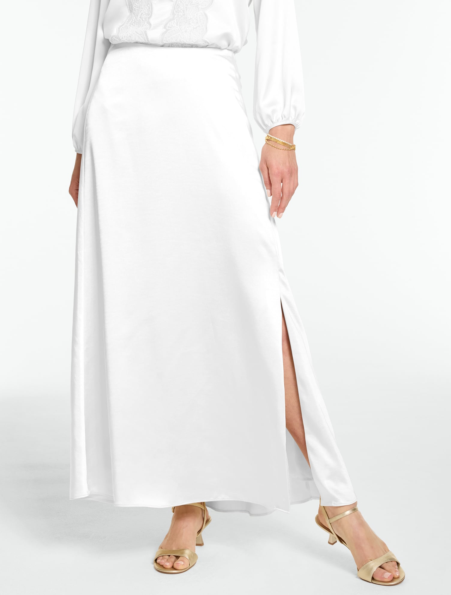 Talbots Rsvp Satin Slip Skirt - Pearl White - 2