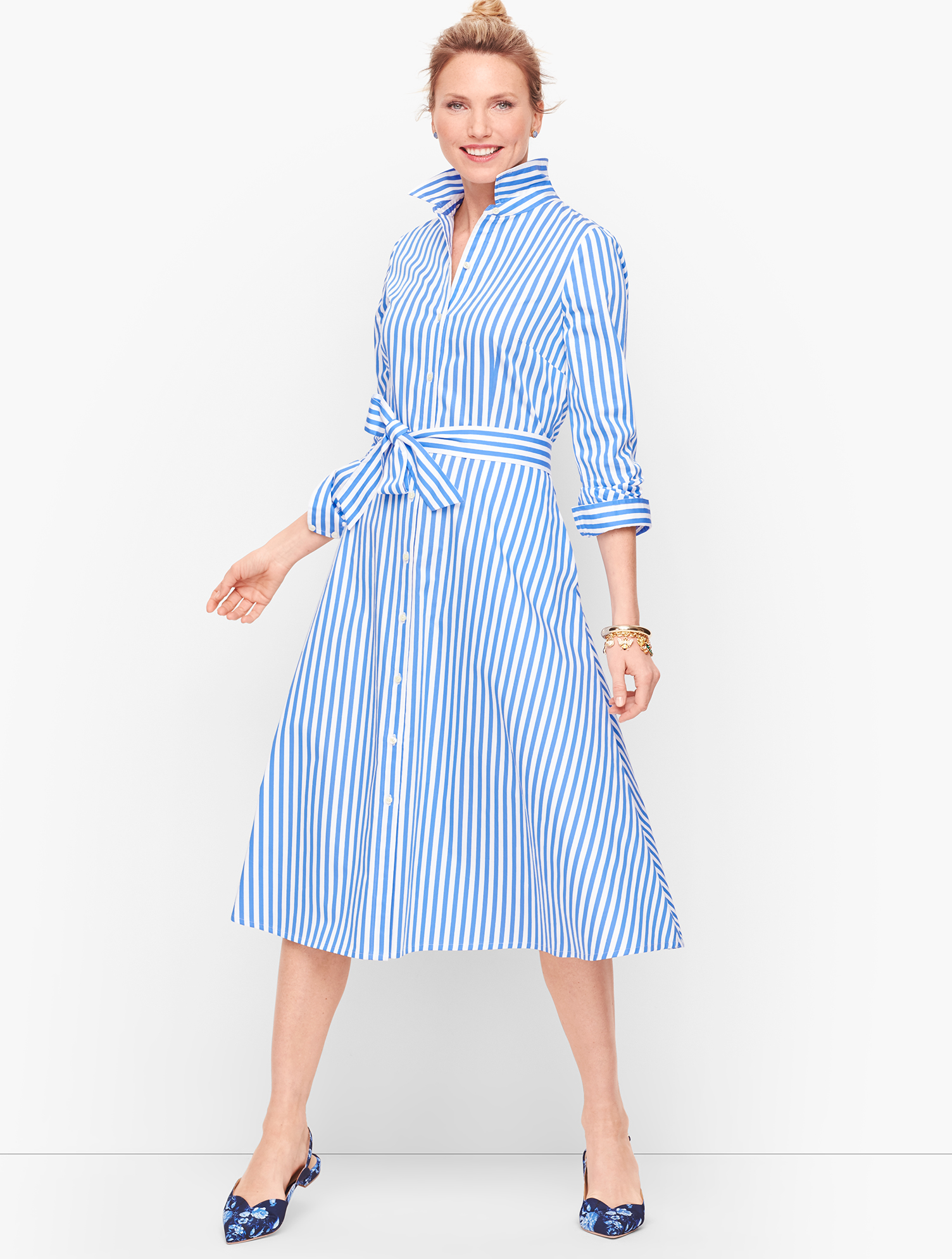 Classic Poplin Shirtdress - Vertical Stripe | Talbots