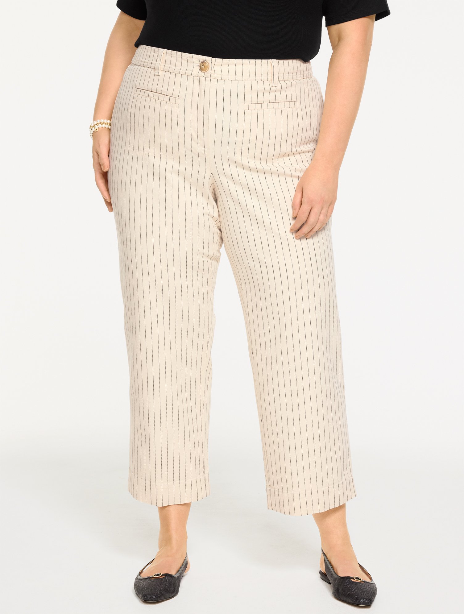 Straight Crop Pants - Herringbone Stripe