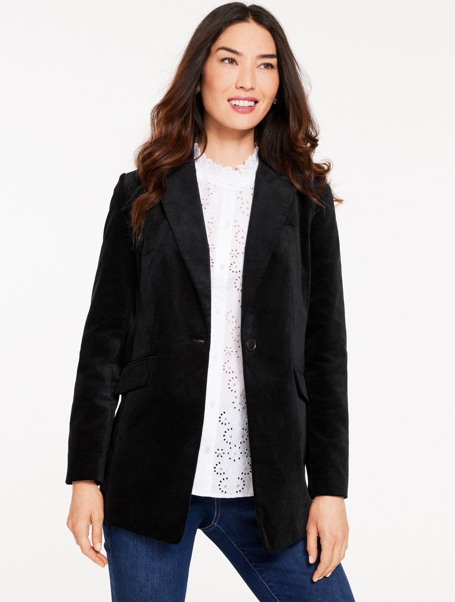 Talbots Plus Petite - Velveteen Blazer - Black - 22 In Black