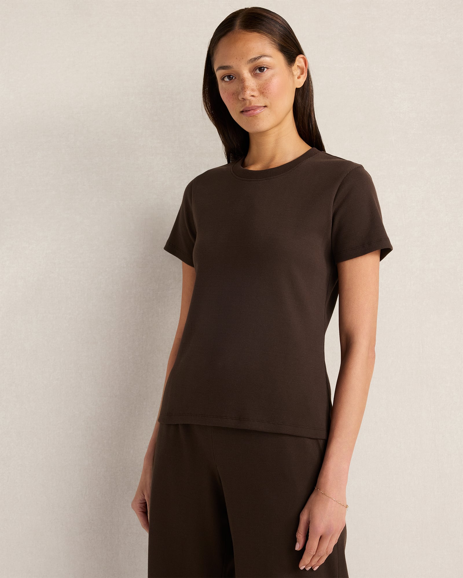 Organic Cotton Rib Knit Short Sleeve Tee