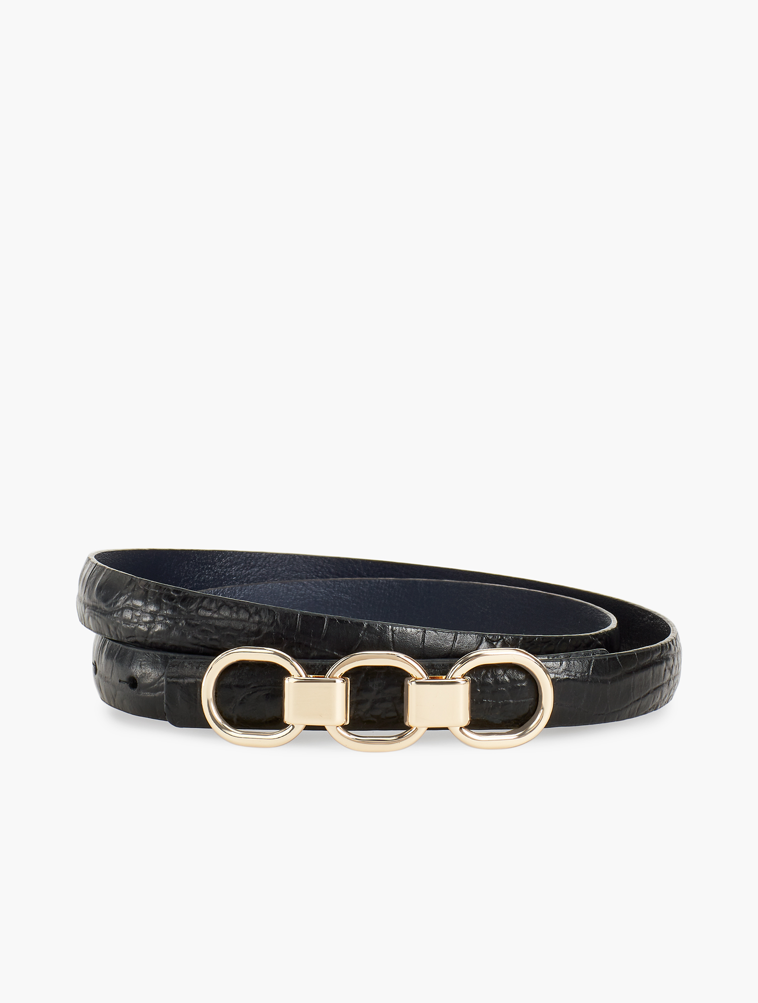 Talbot\'s Croc Embossed Statement Belt Saint Laurent Reversible Croc-Embossed Leather Belt  main image 4