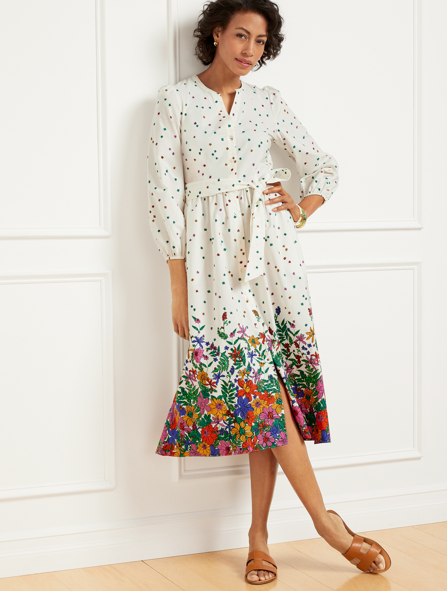 Floral Belted Midi Shirtdress