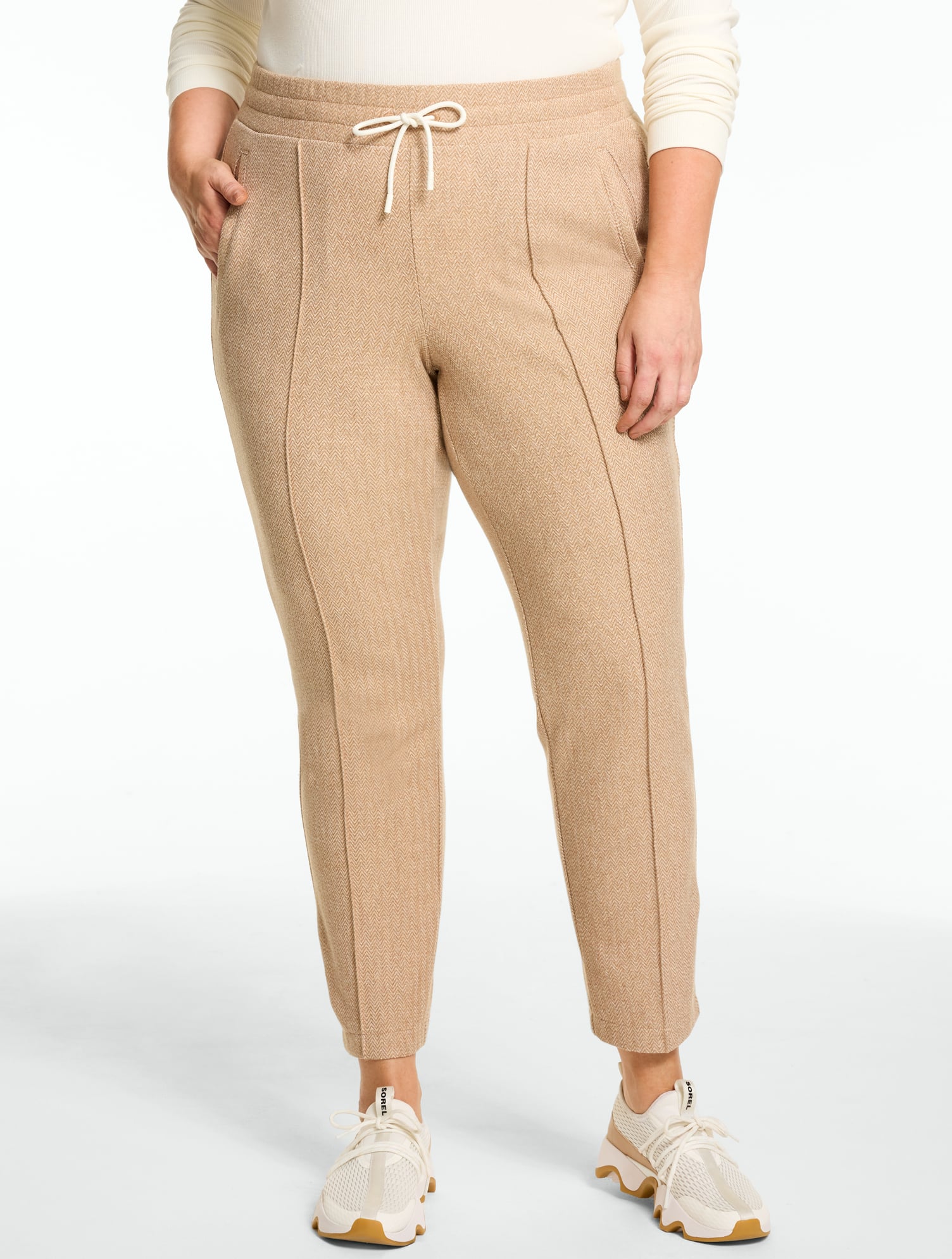 Tapered Leg Pants - Textured Herringbone