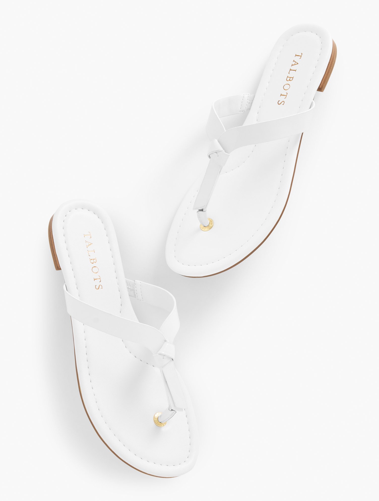 TALBOTS CAMY KNOT SOFT PATENT FLIP FLOPS - WHITE - 11M TALBOTS