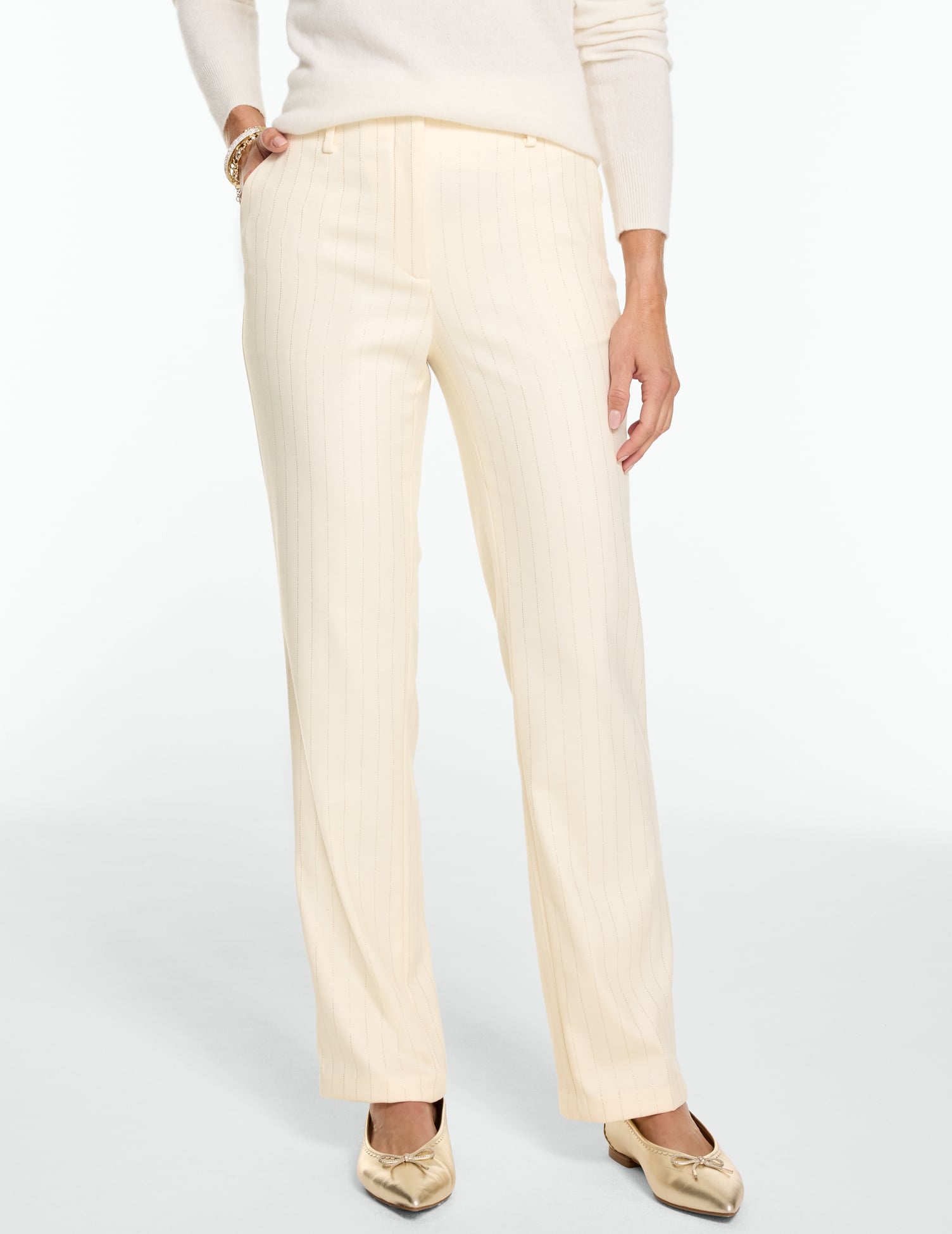 Talbots Southampton Lightweight Double Cloth Straight Leg Pants - Pickstitch Pinstripe