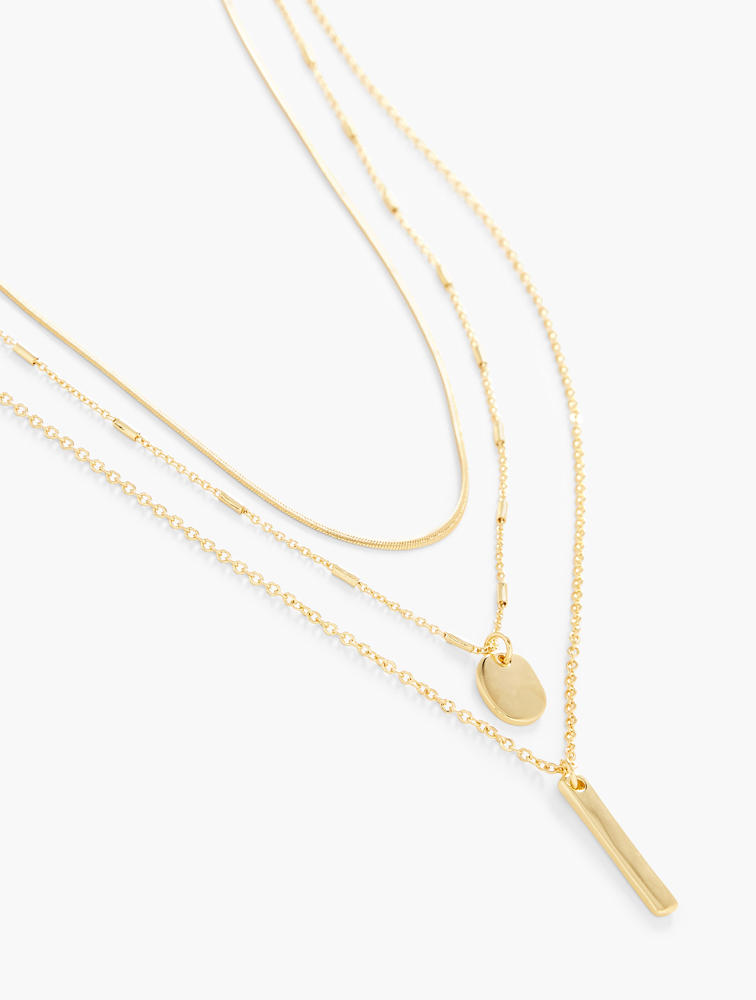 Talbots Layered Pendant Necklace - Gold - 001