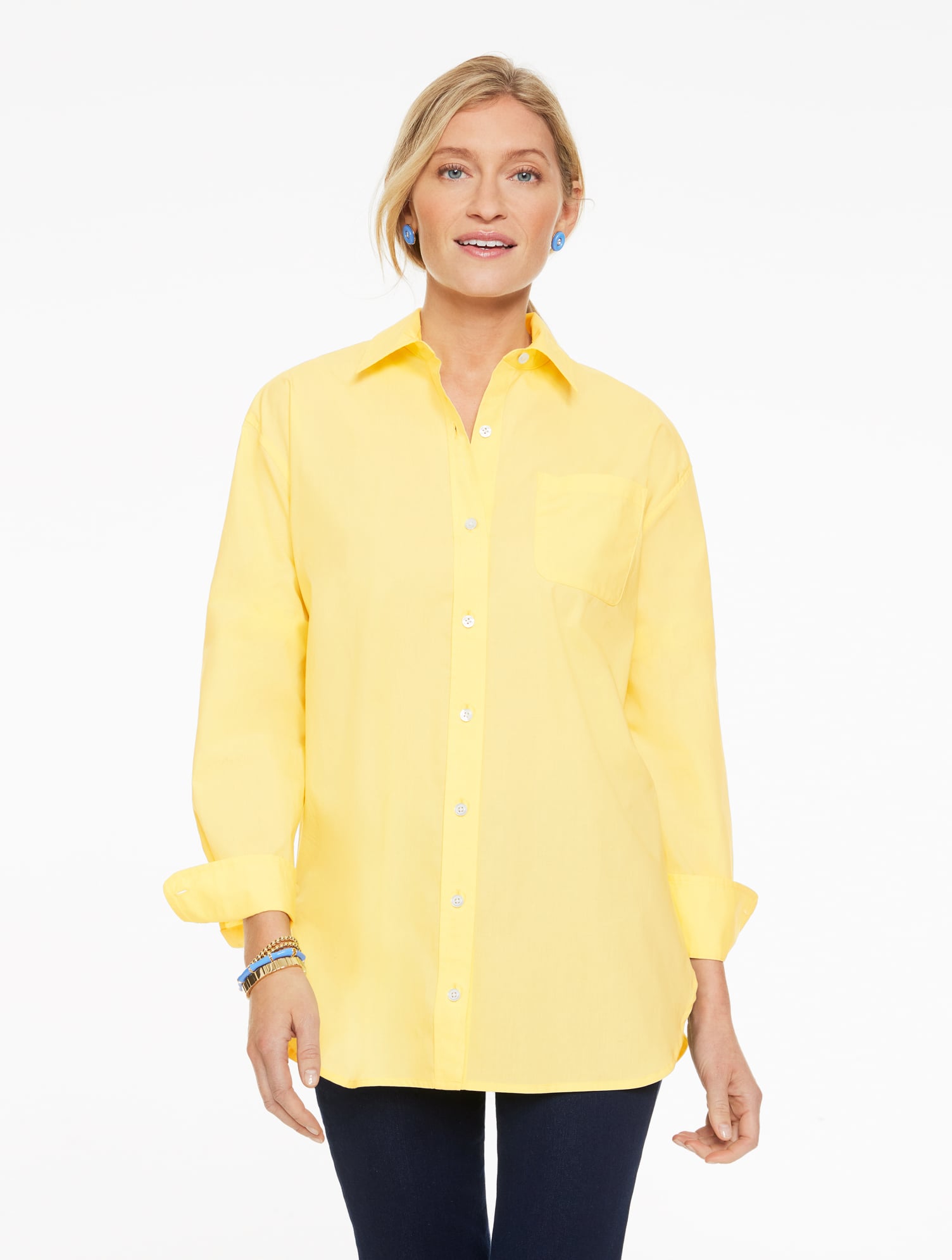 Embroidered Button Front Shirt - Tossed Clovers | Talbots