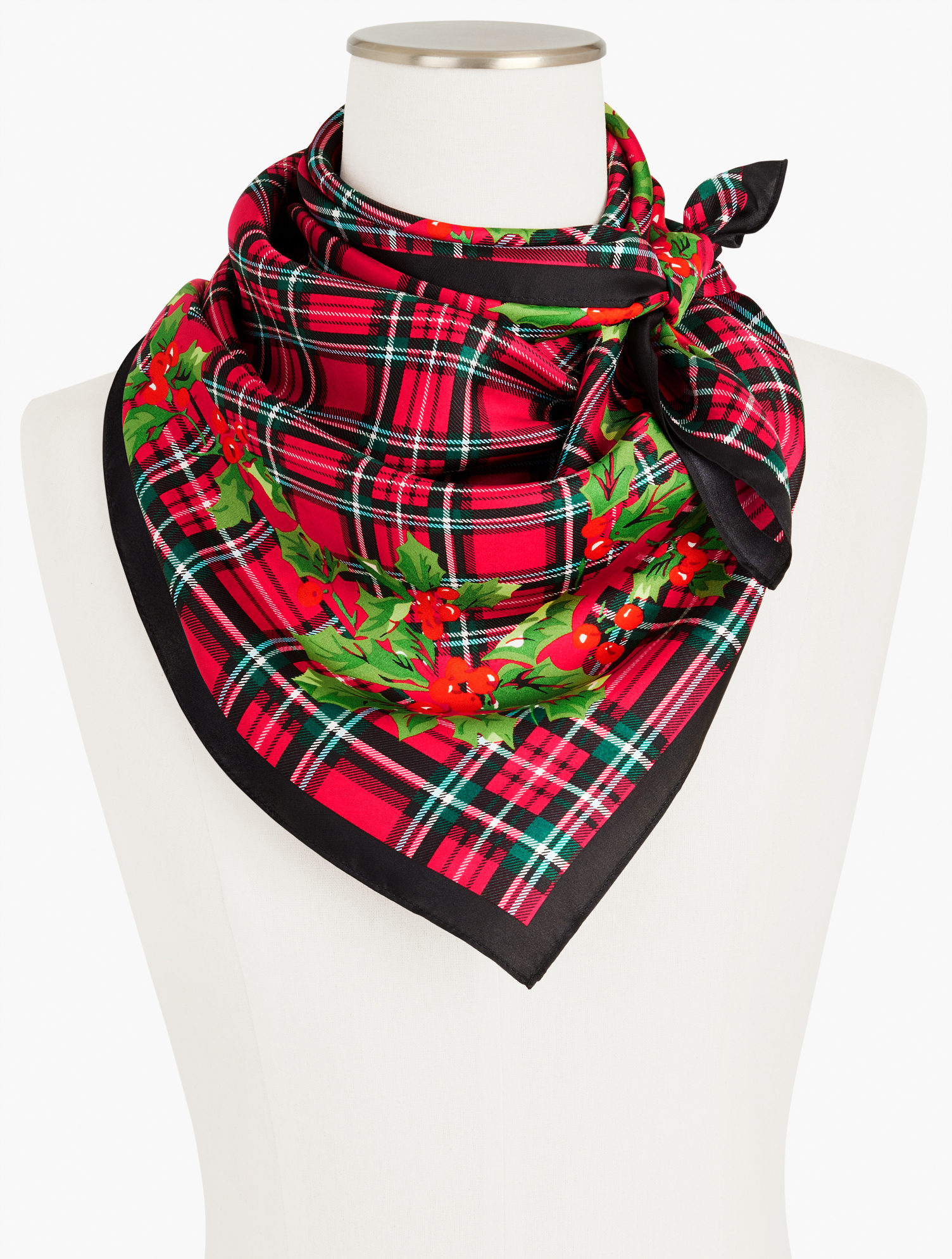 【ふうちん】APPLEBUM Silky Check Square S Apple Cider Plaid Silk Square Scarf | Talbots