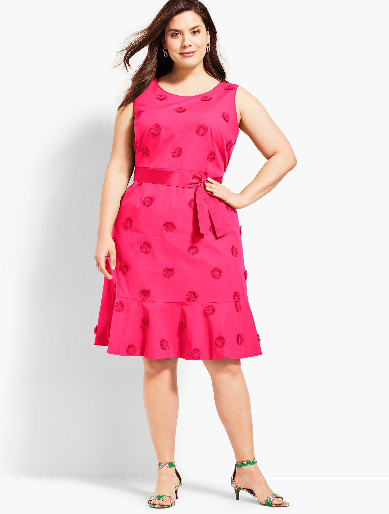 Flower Applique Fit-and-Flare Dress | Talbots