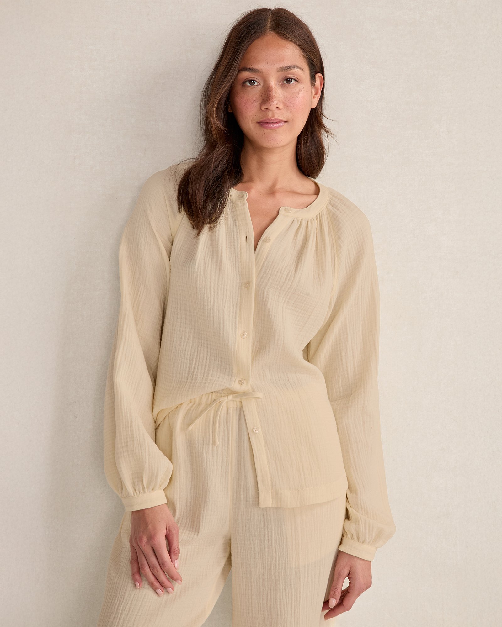 Organic Cotton Gauze Long Sleeve Top