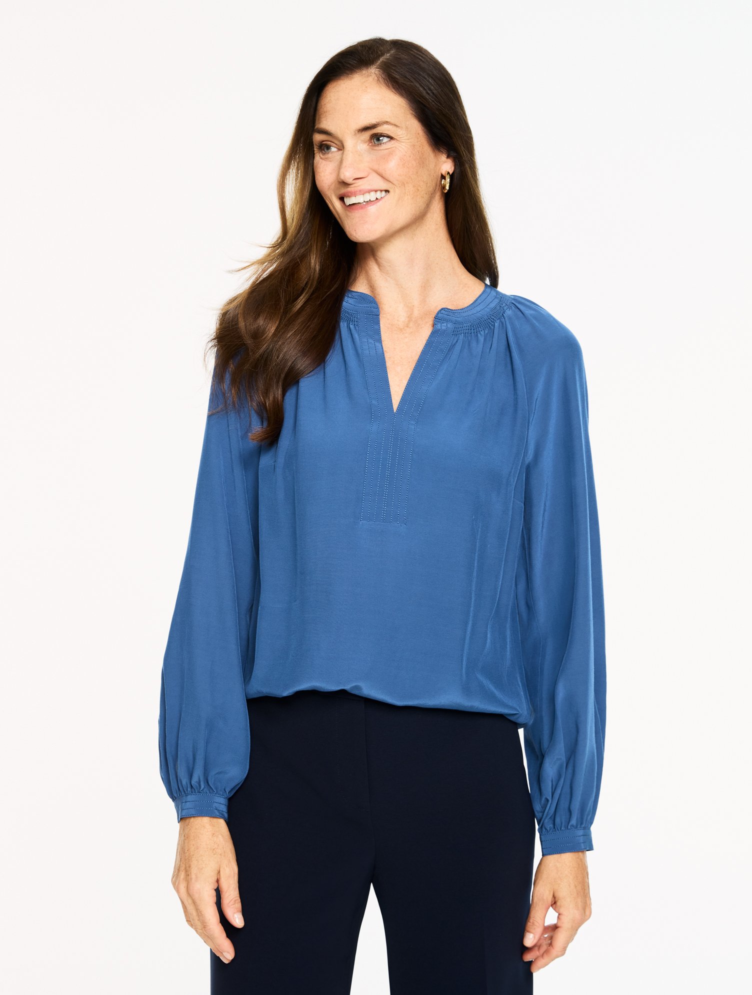 Tie Neck Top - Diagonal Stripe | Talbots