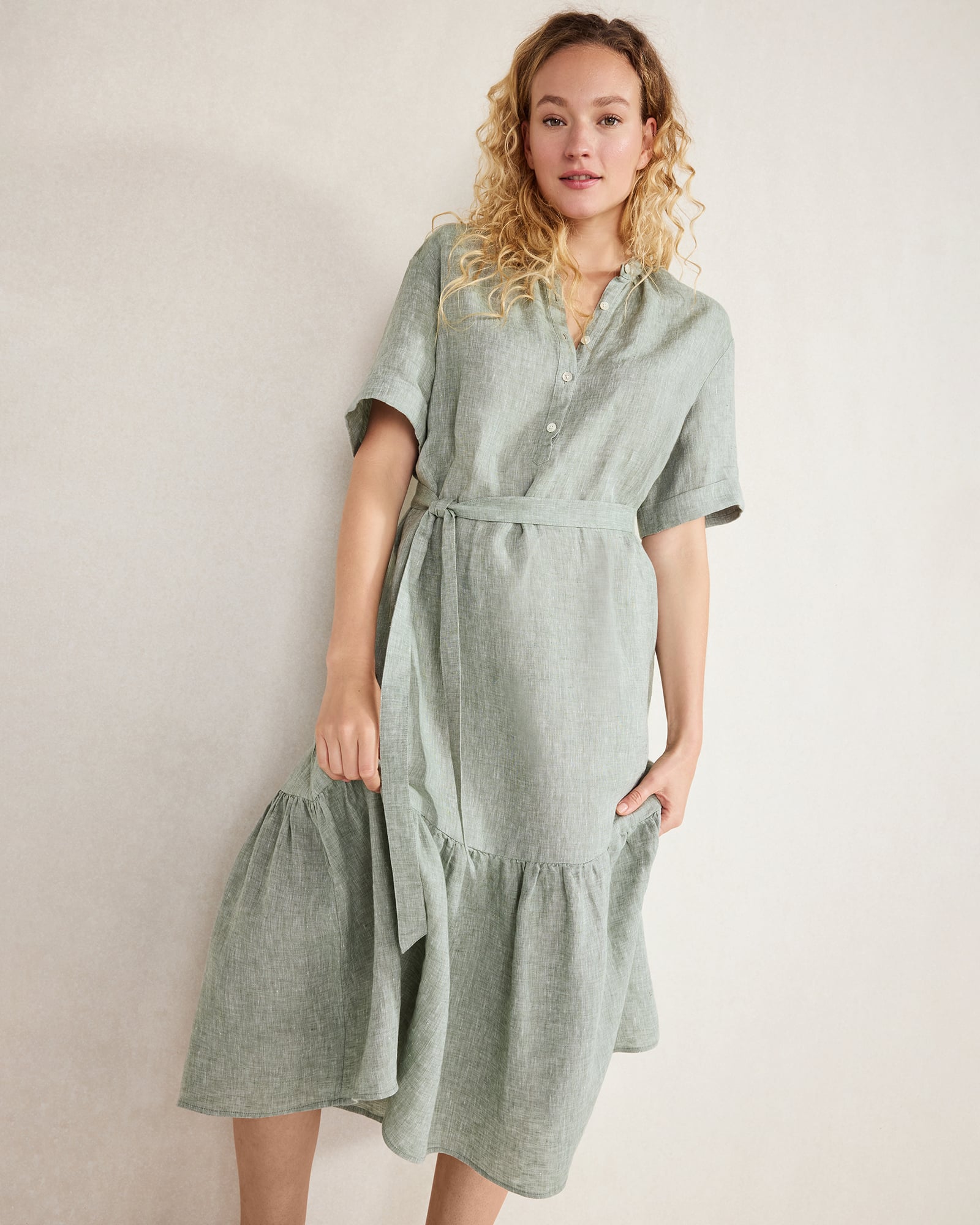 Linen Tiered Midi Dress | Haven Well Within