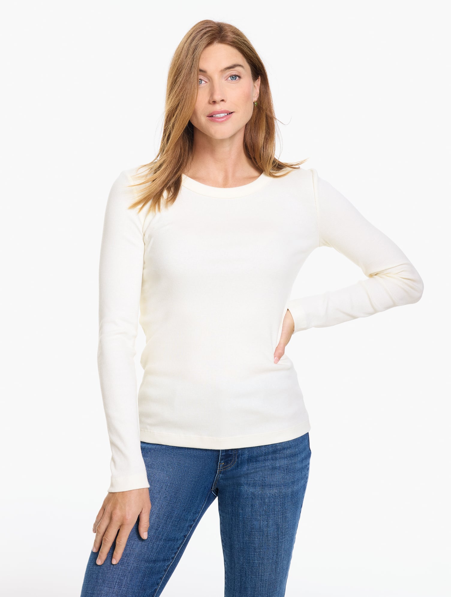 Ribbed Long Sleeve Crewneck Tee | Talbots