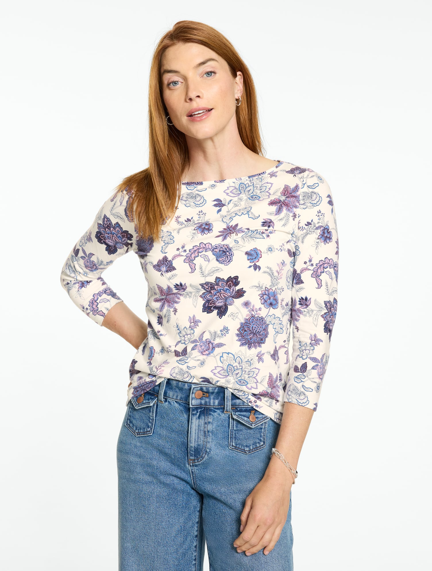 Bateau Neck Tee - Etched Toile