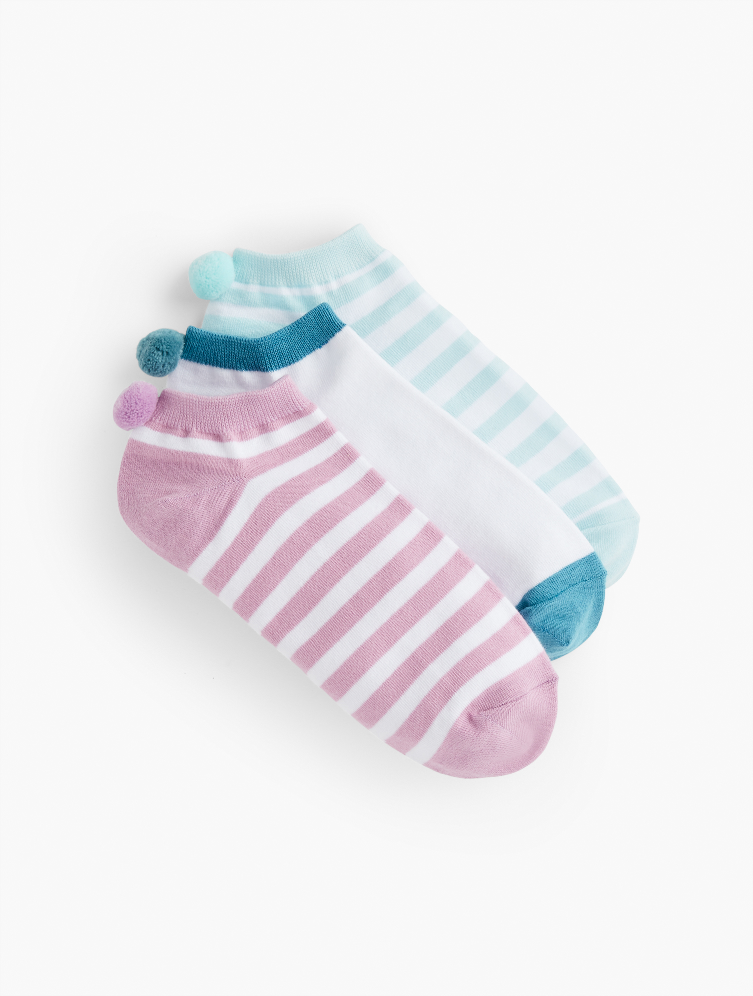 Three Pair Pom Pom Socks