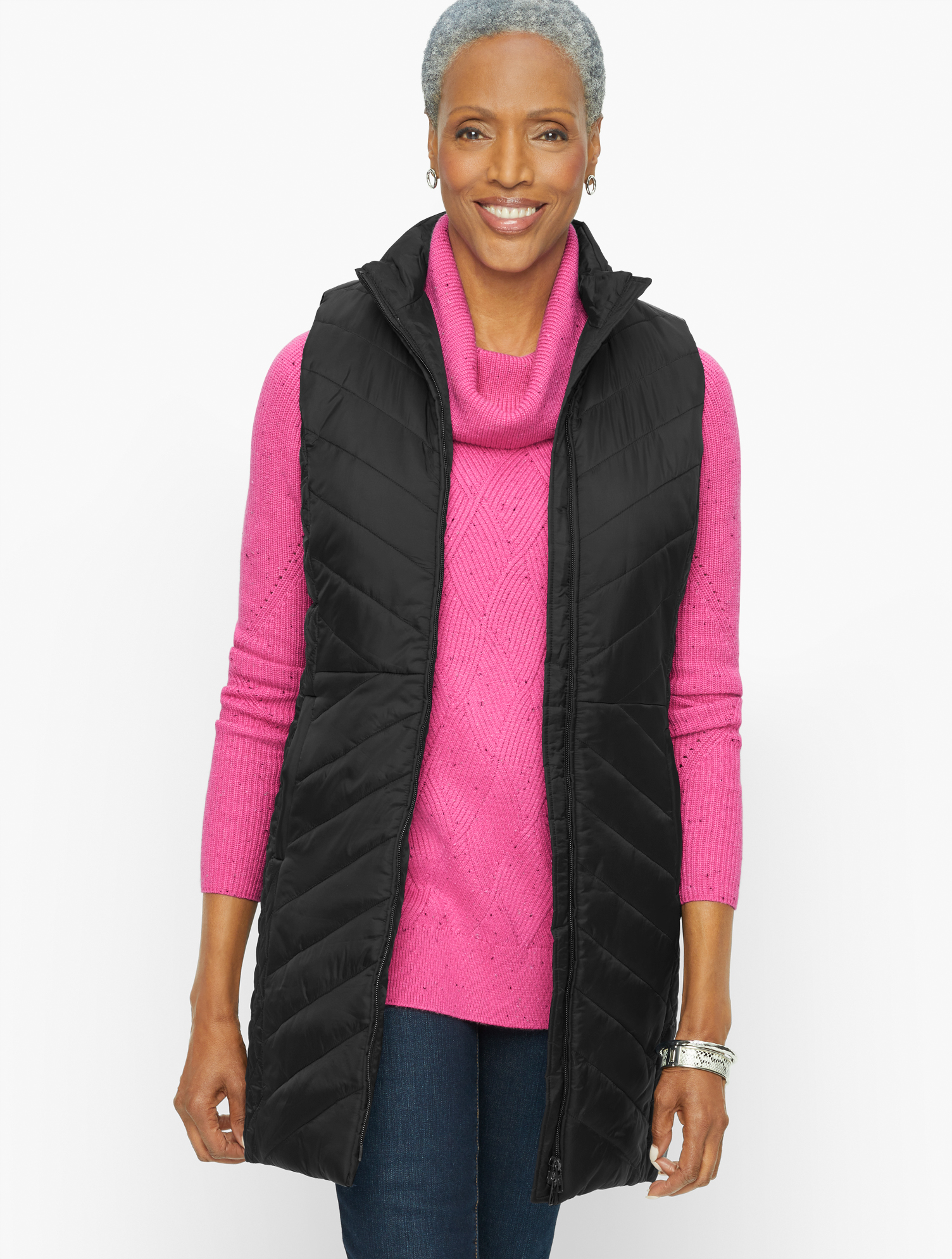 Quilted Long Primaloft Vest | Talbots