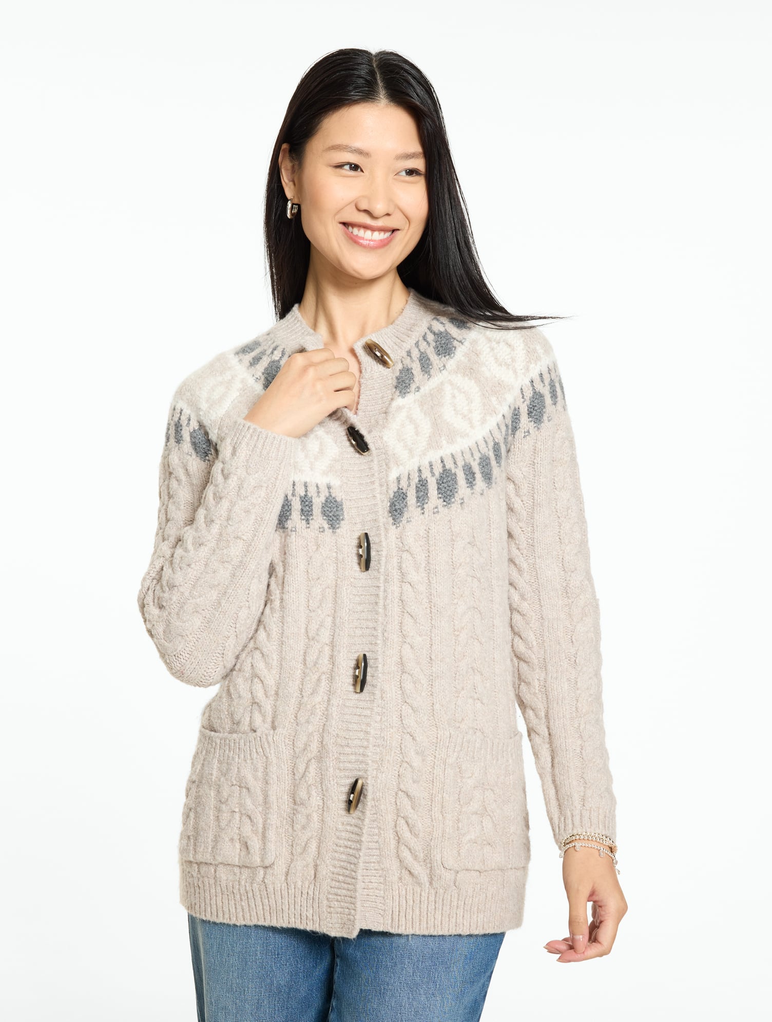 Cable Knit Cardigan - Fair Isle