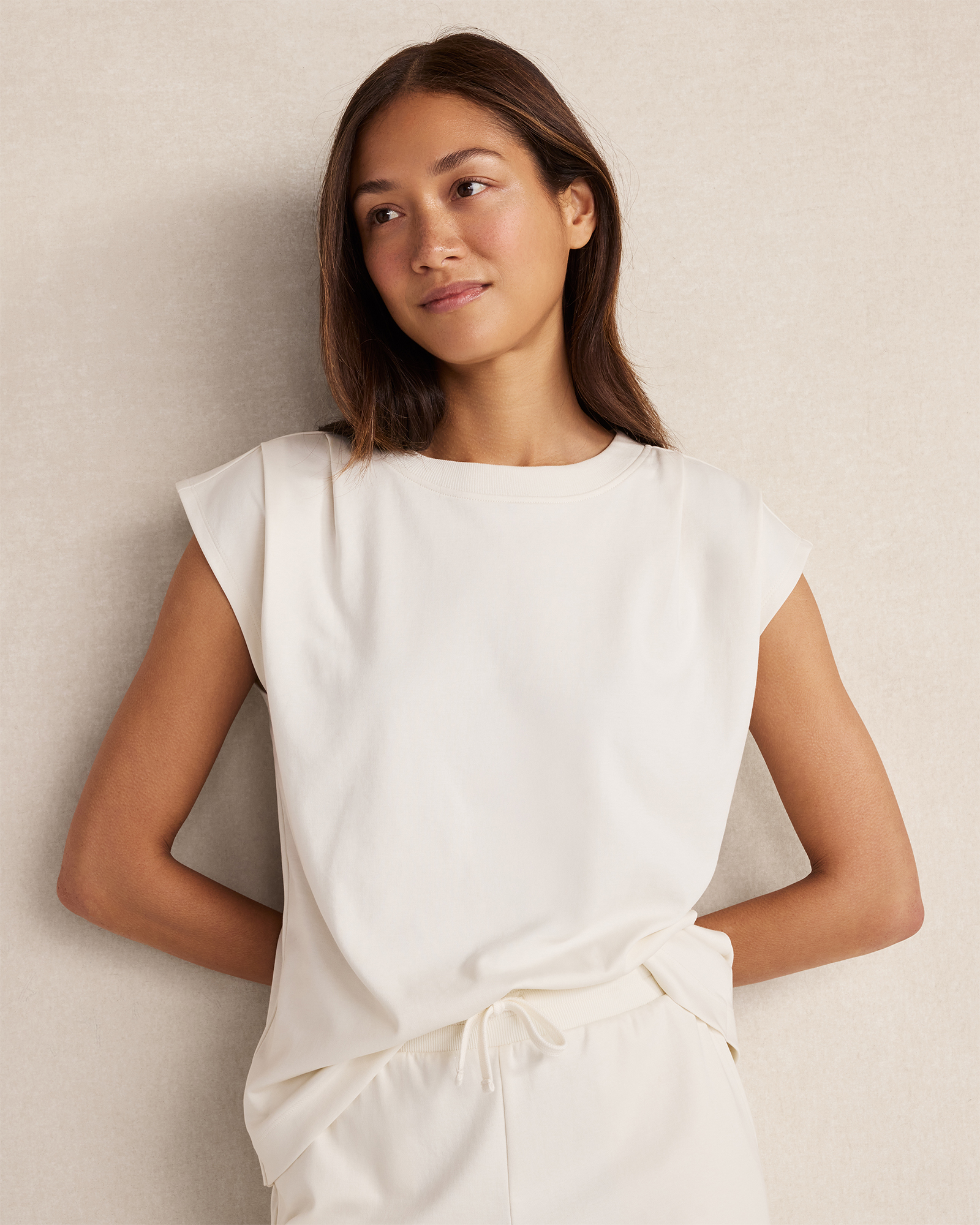 Organic Cotton Interlock Pleated Tee