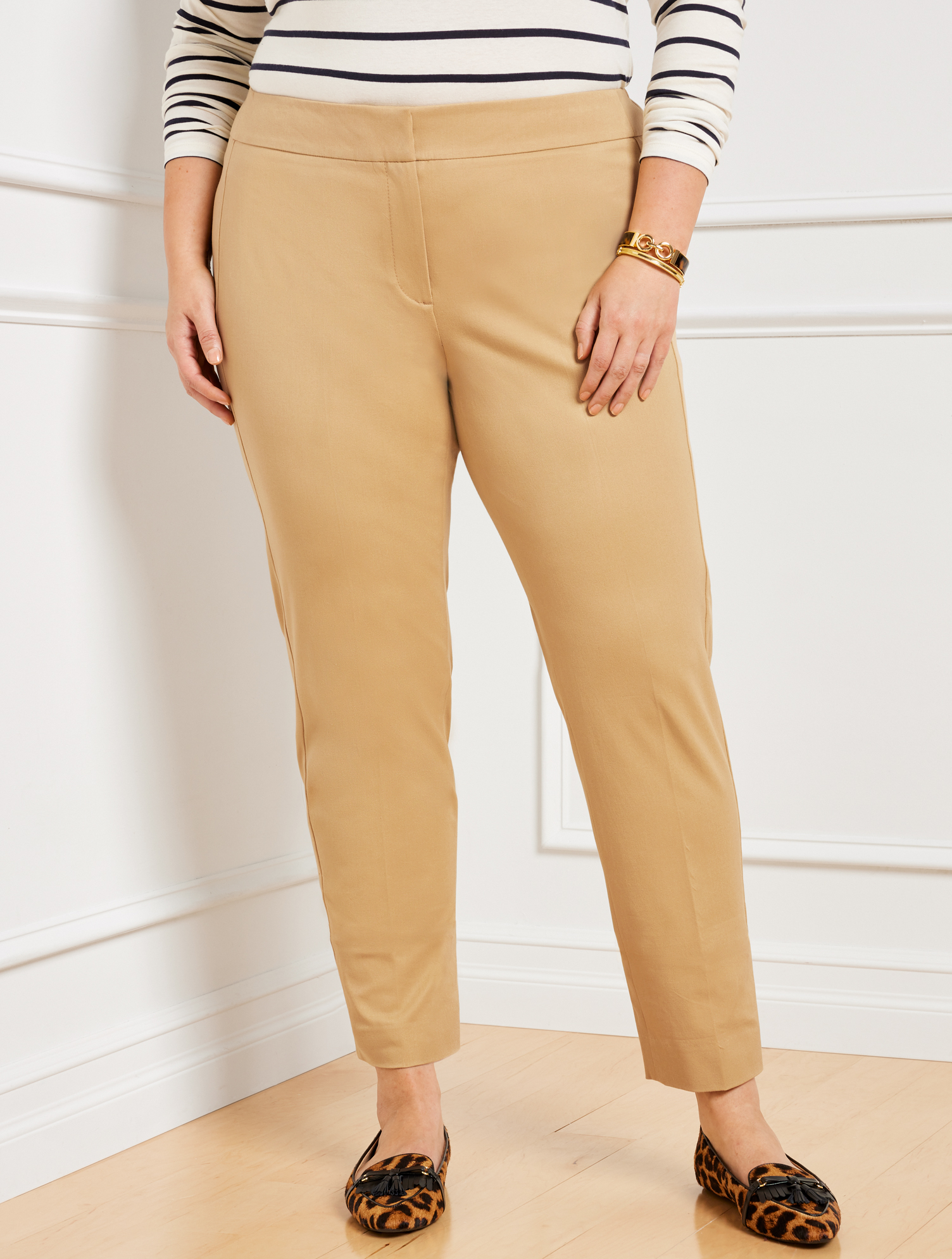 Talbots Plus Exclusive  Chatham Fly Front Ankle Pants - Solid - Sand Castle - 18