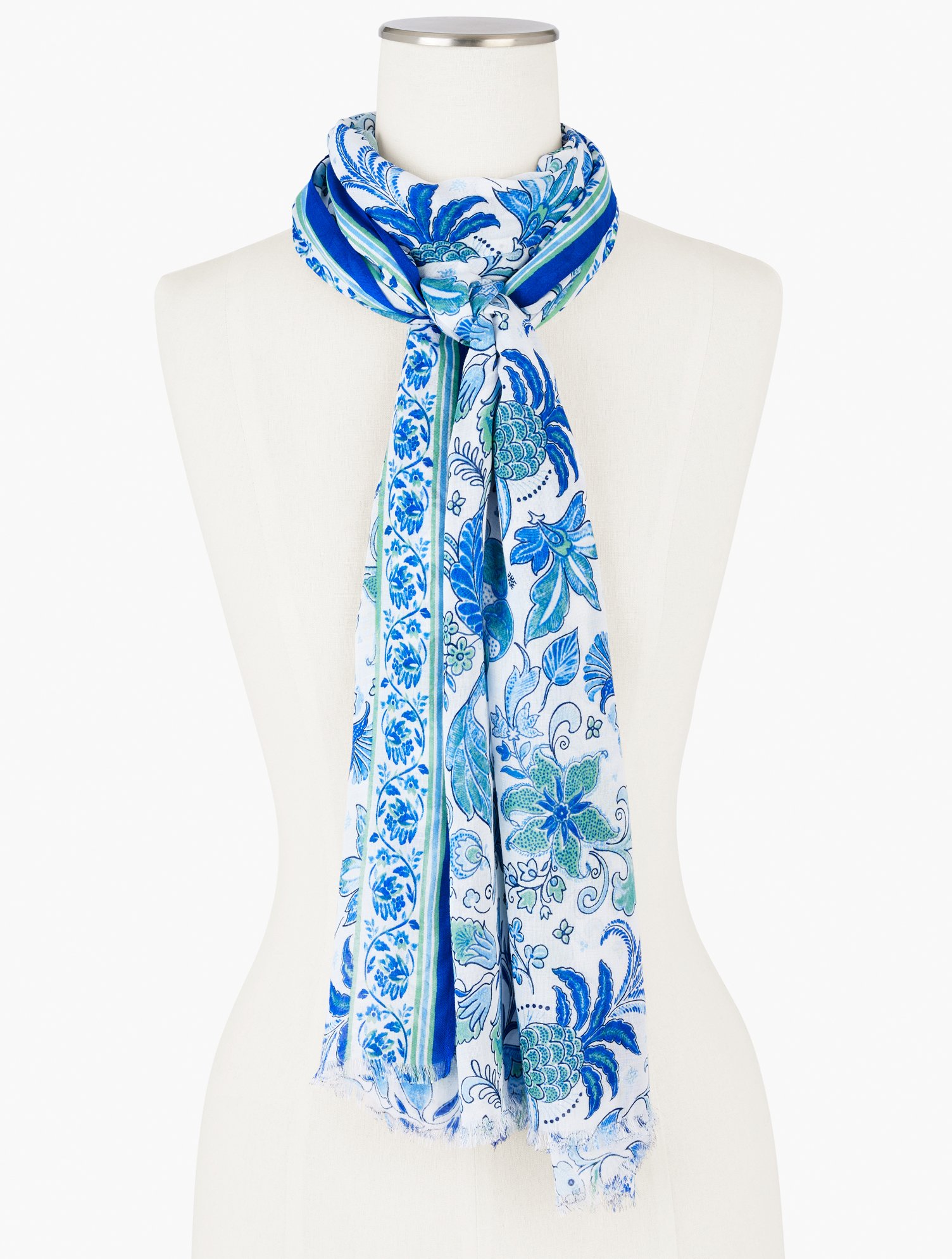 Talbots Whimsical Floral Oblong Scarf - Ivory - 001