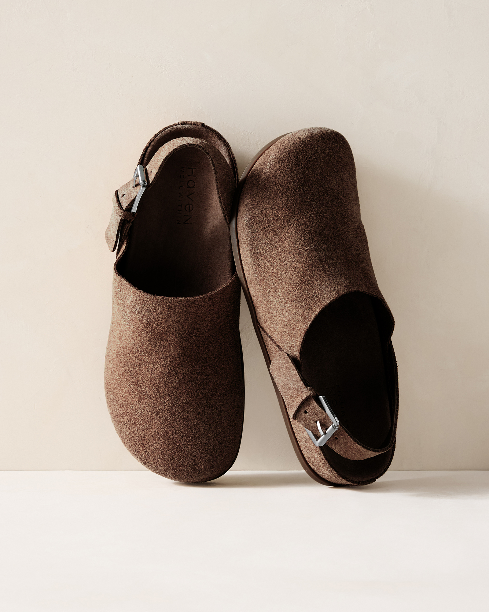 Suede Buckle Clogs