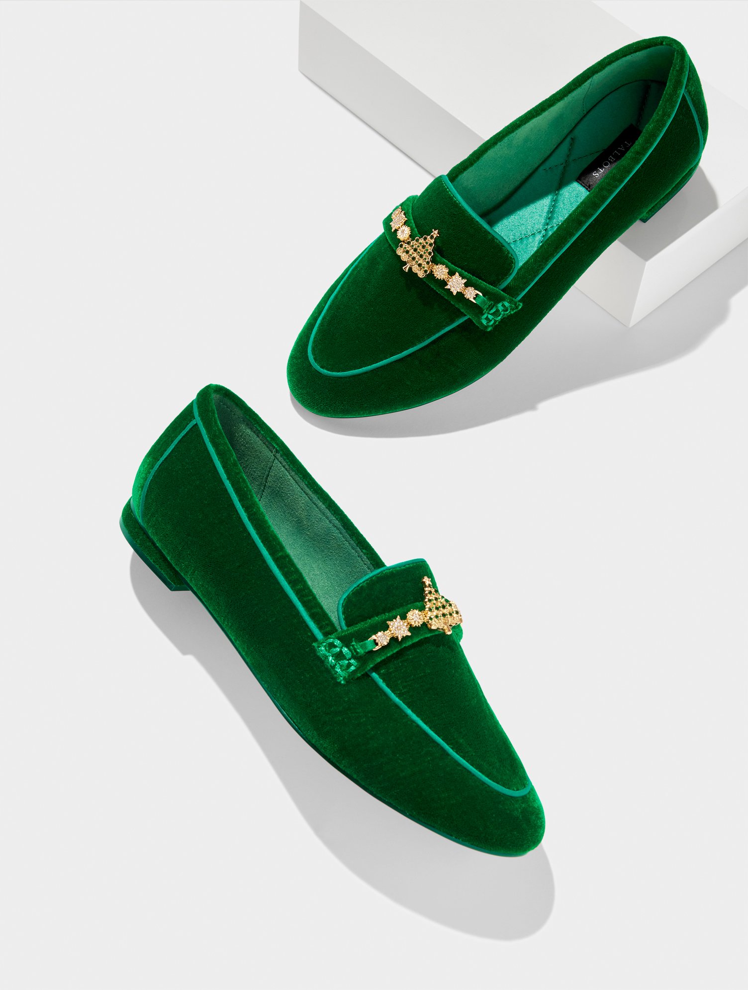 Talbots Ryan Embellished Velvet Loafers - Lush Green - 10m