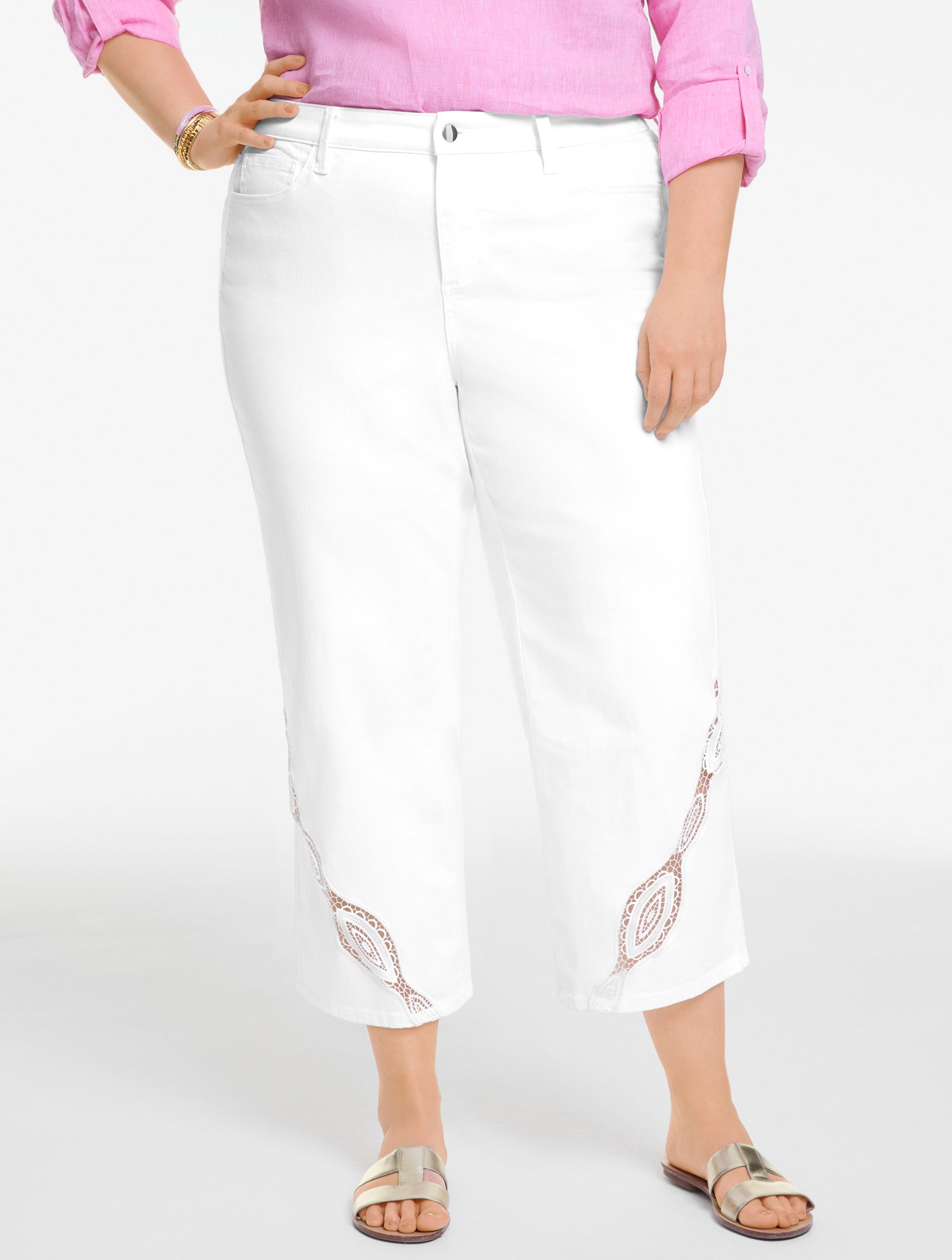 Wide Crop Jeans - White