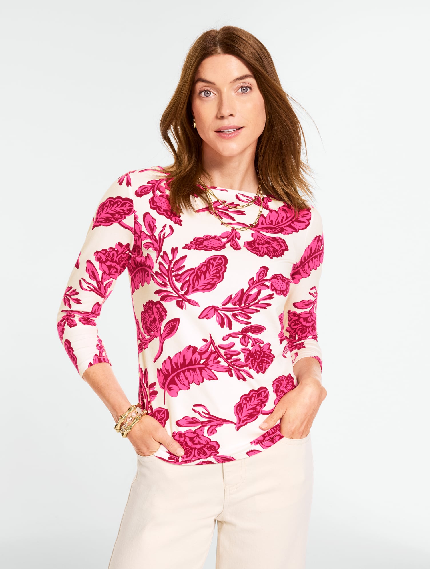 Bateau Neck Tee - Shadow Floral | Talbots