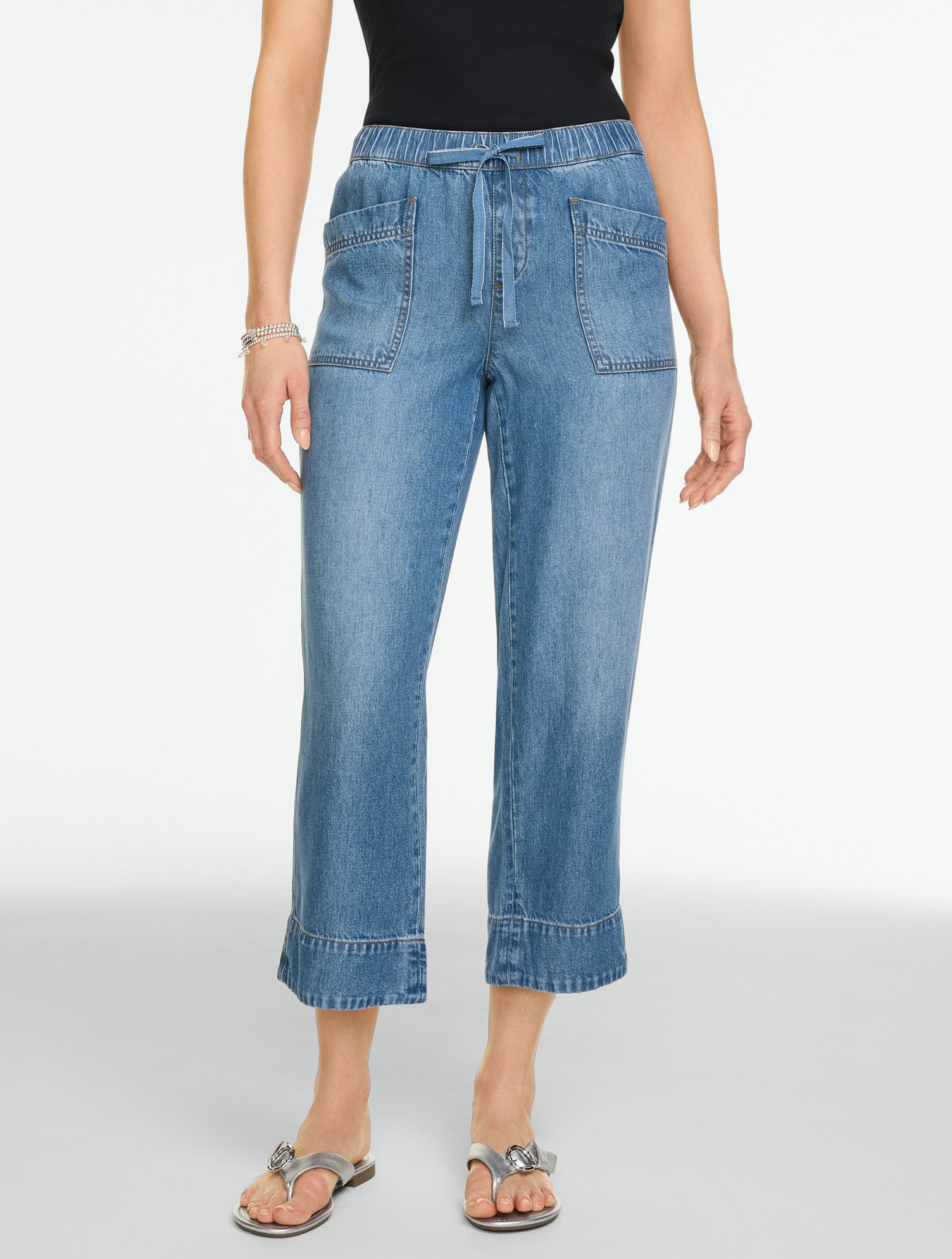 Straight Crop Pull-On Jeans - Sedona Wash
