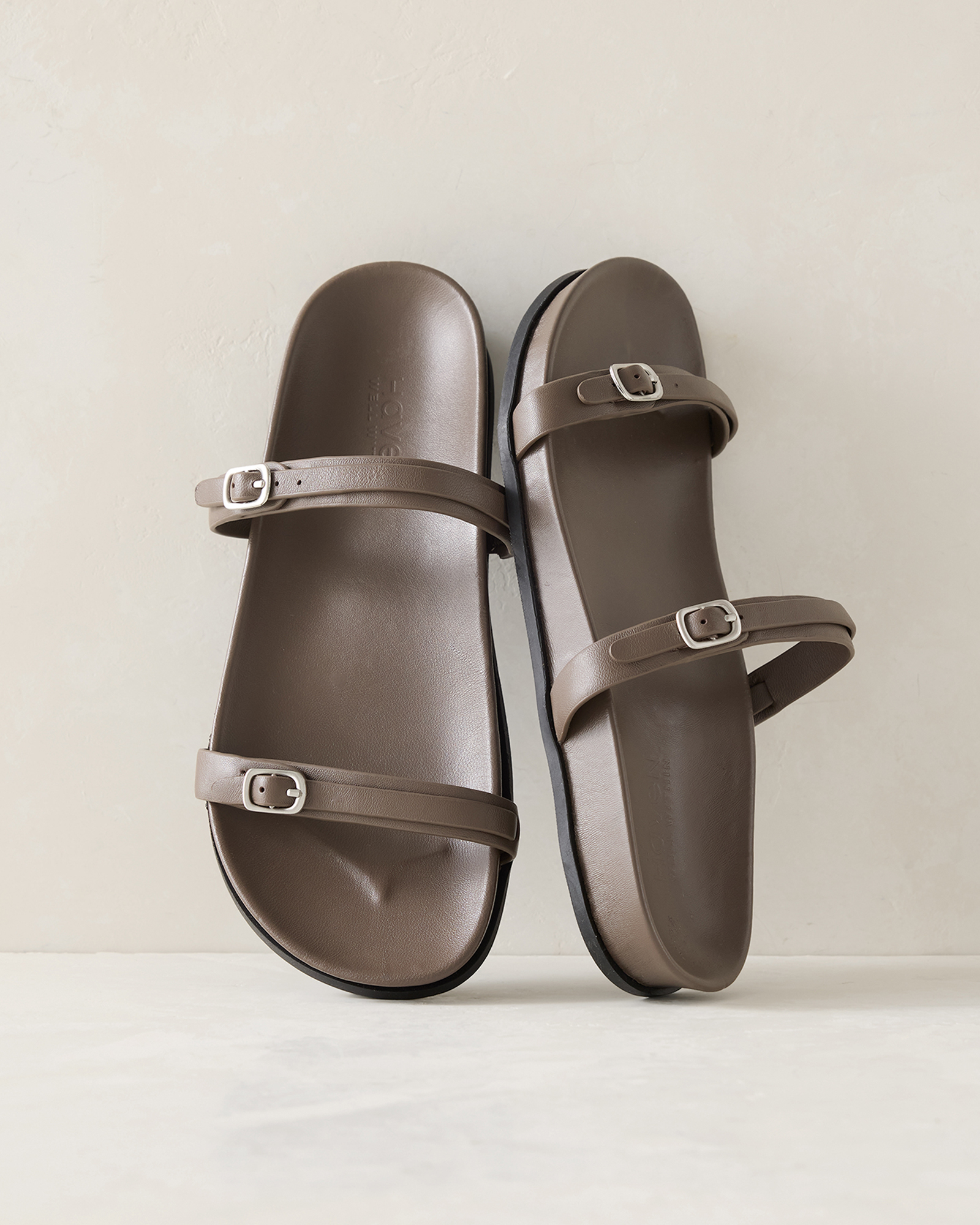 Leather Double Strap Buckle Sandals