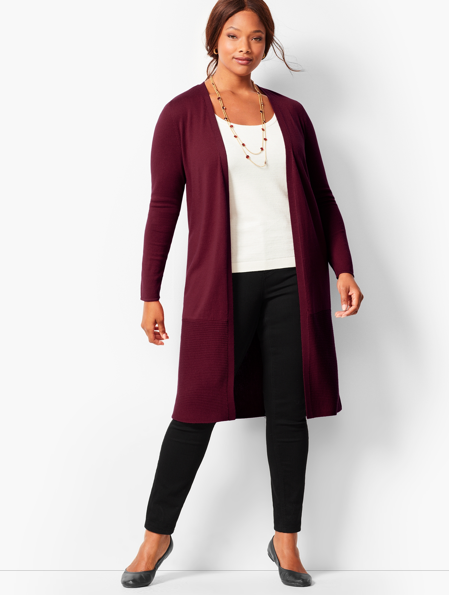 Open-Front Merino Wool Cardigan | Talbots