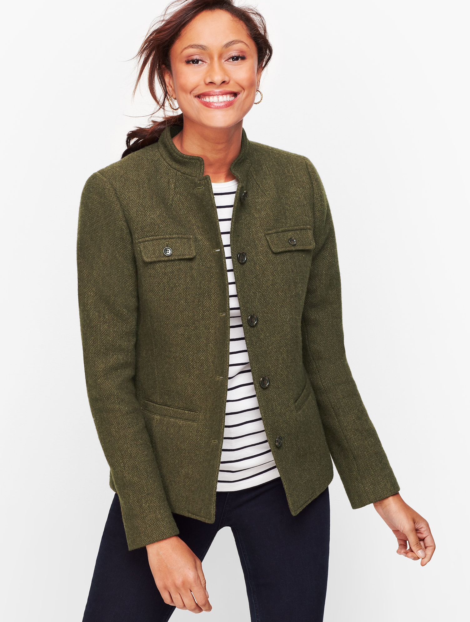 Wool Band-Collar Jacket | Talbots