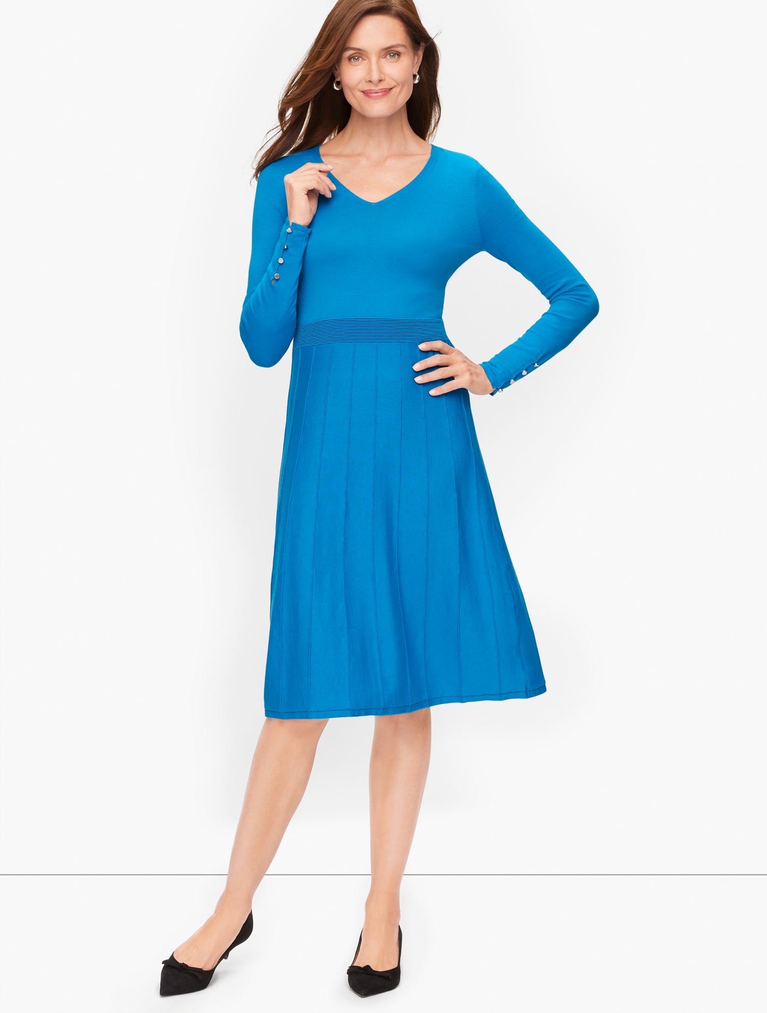 Pleated Fit & Flare Dress | Talbots
