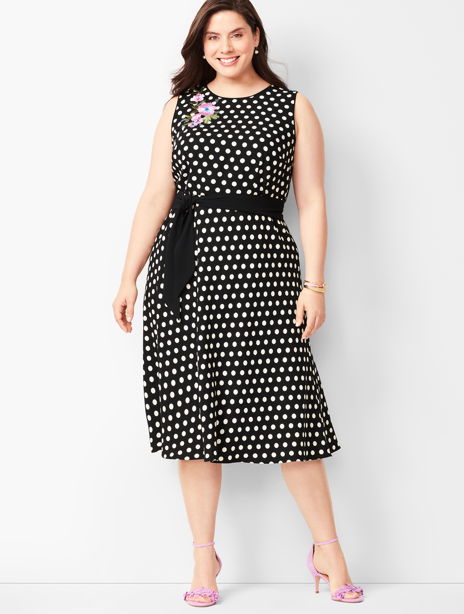 a line or fit and flare dresses Vintage 60s Polka Dot Fit Flare Raw Silk Dress Fits Sizes XS-SM – LA Retro  Girl main image 1