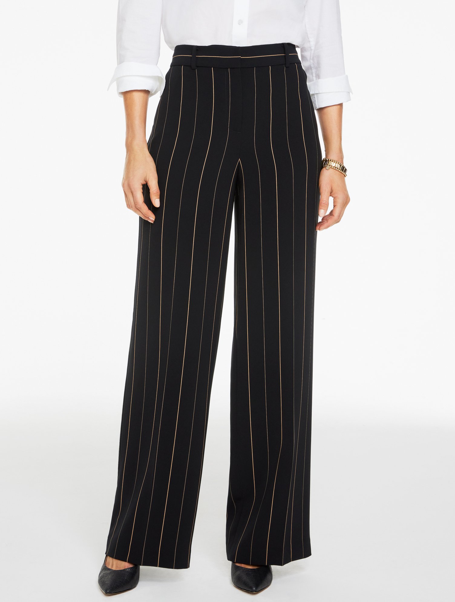 Wide Leg Polished Crepe Pants - Majestic Stripe