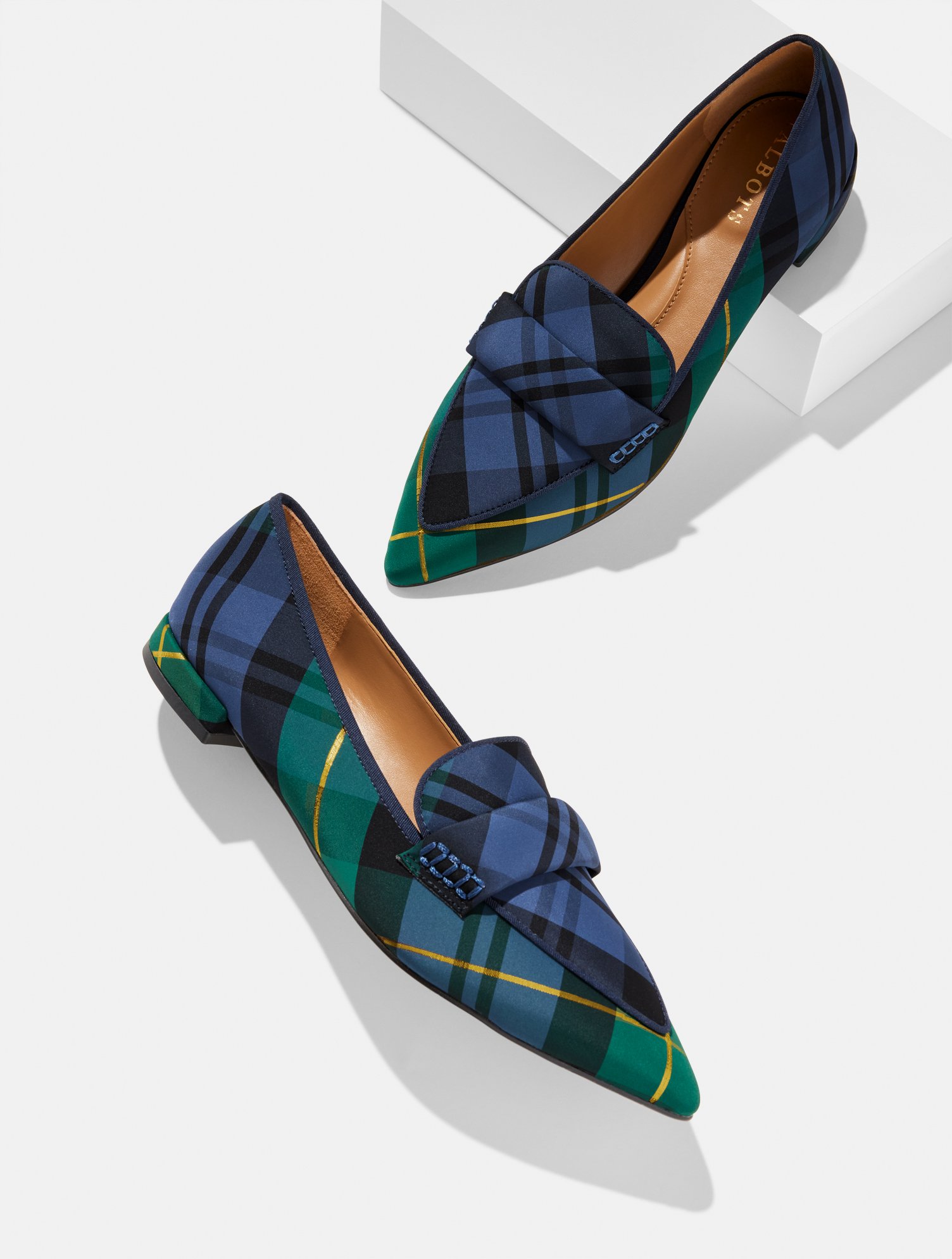 Talbots Scarlet Pointed Toe Loafers - Sloane Tartan - Indigo - 9 1/2 M In Blue