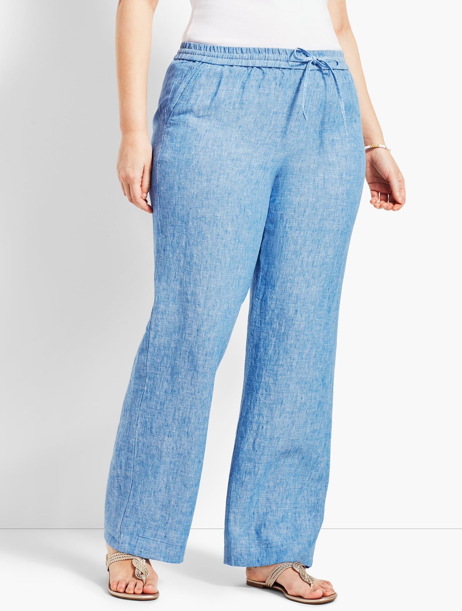 Chambray Linen Wide-Leg Pant | Talbots