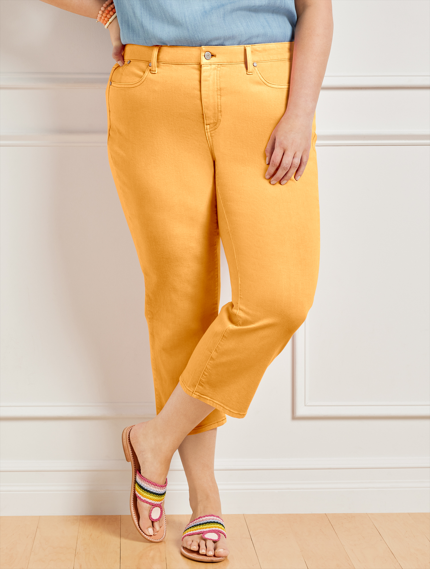 Talbots Straight Leg Crop Jeans - Pigment Dye - Bright Marigold - 18