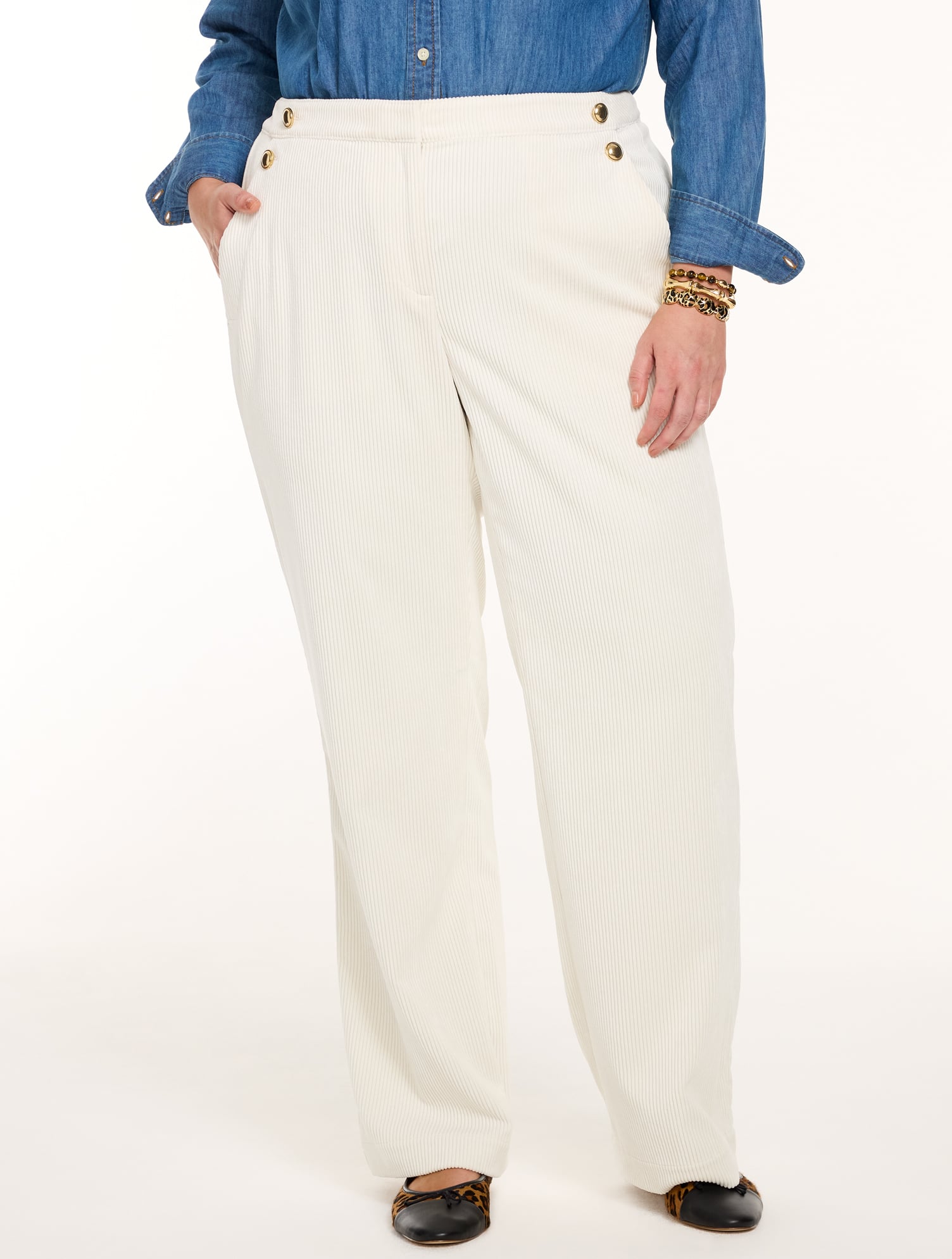 Corduroy Wide Leg Sailor Pants - thumbnail 6