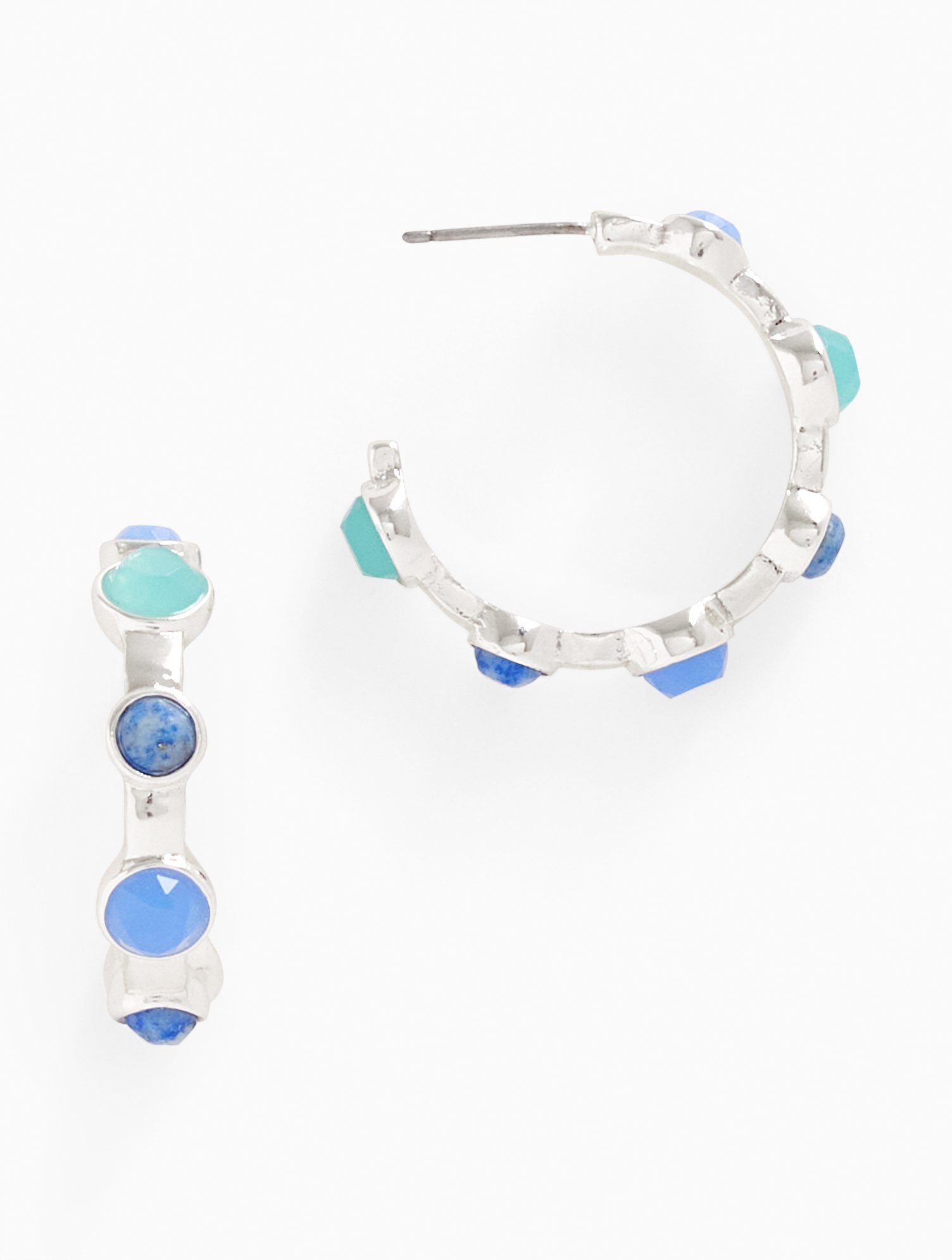 Talbots Spring Color Hoop Earrings - Blue Iris/shiny Silver - 001