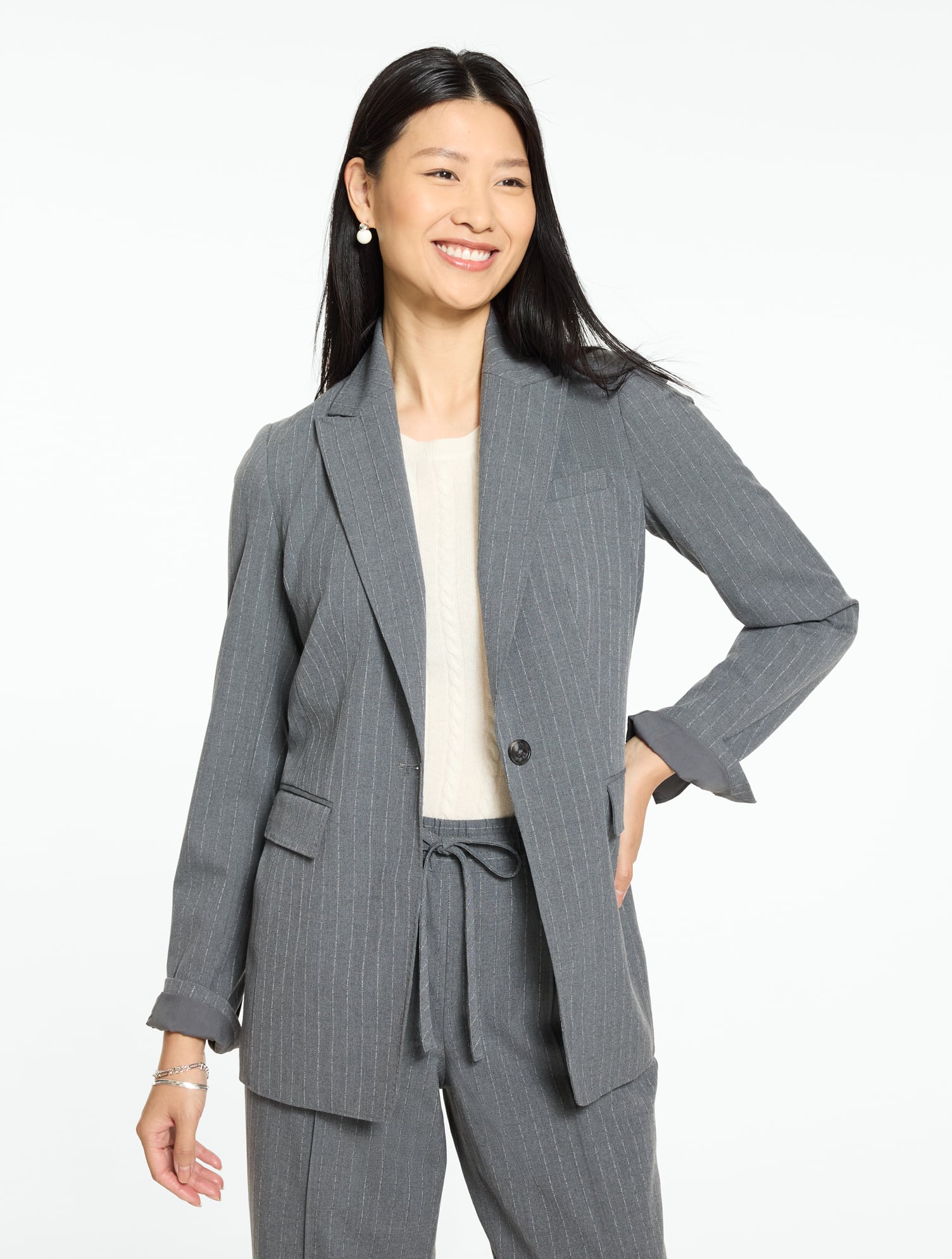 Pickstitch Pinstripe Blazer - thumbnail 7