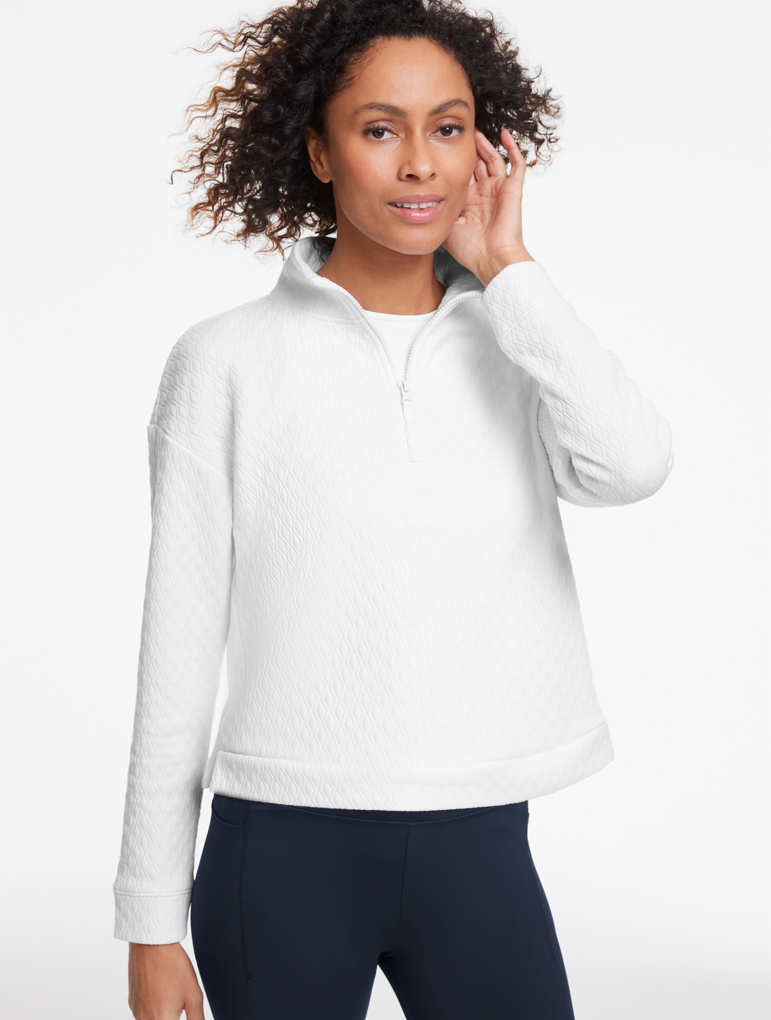 Coolmax® Open Stitch Half-Zip Sweater - Marl | Talbots