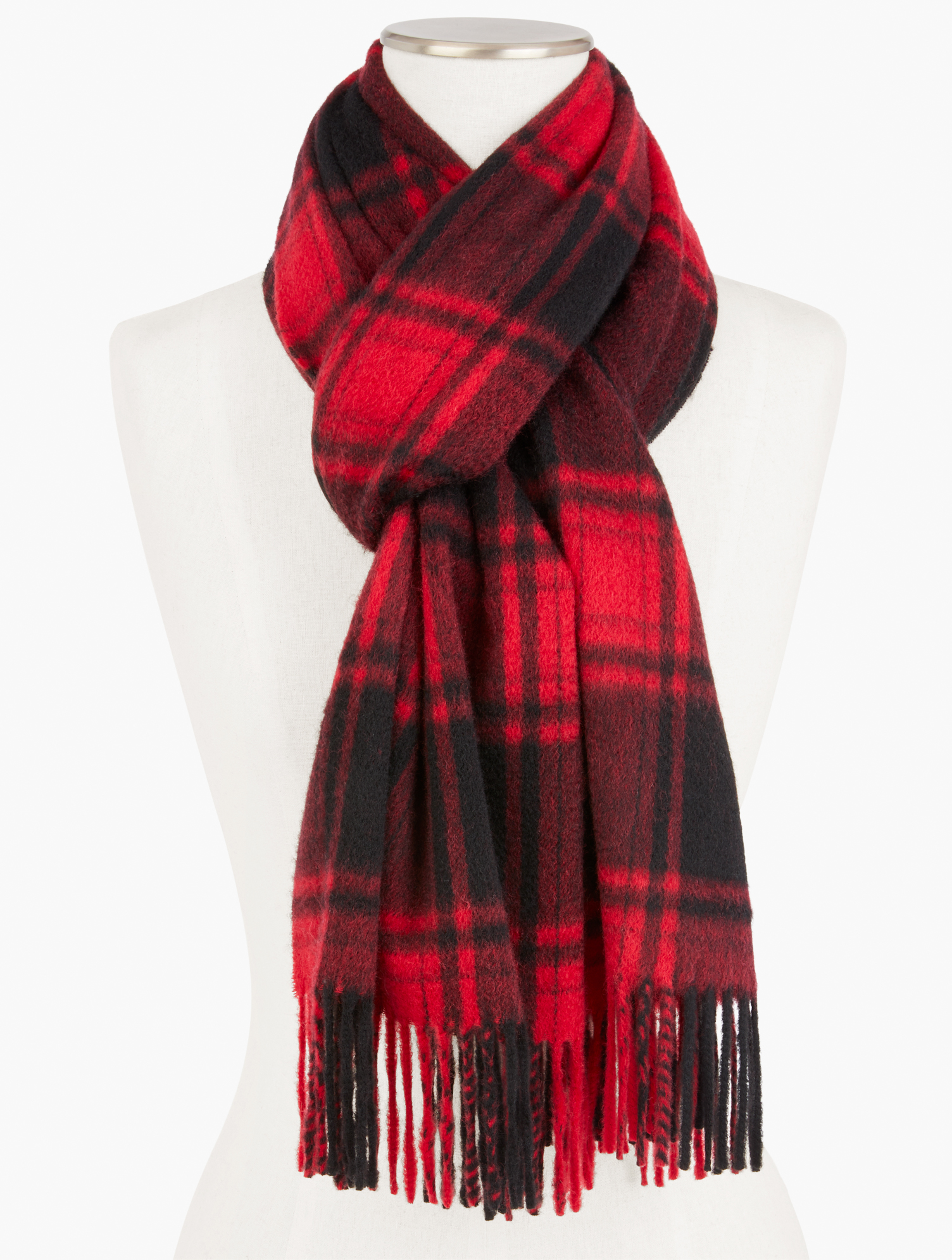 Talbots Fireside Plaid Cashmere Wrap - Red - 001