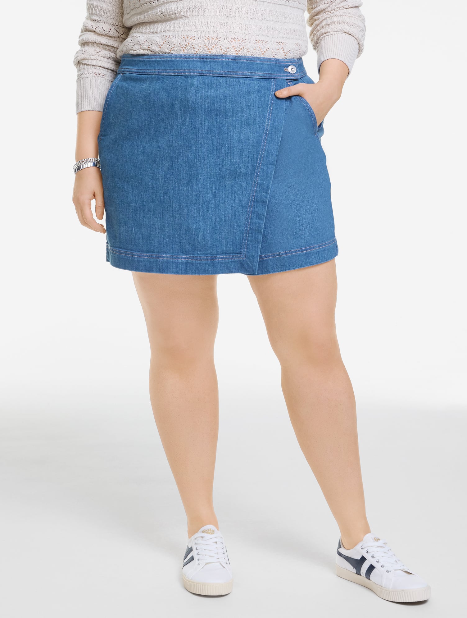 Plus Size - Lightweight Denim Skort - Michelle Wash - 24 Talbots