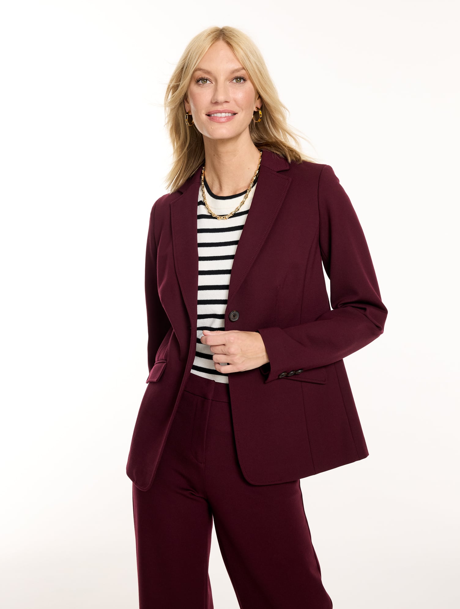 Talbots Polished Ponte Blazer - Rich Burgundy - 2