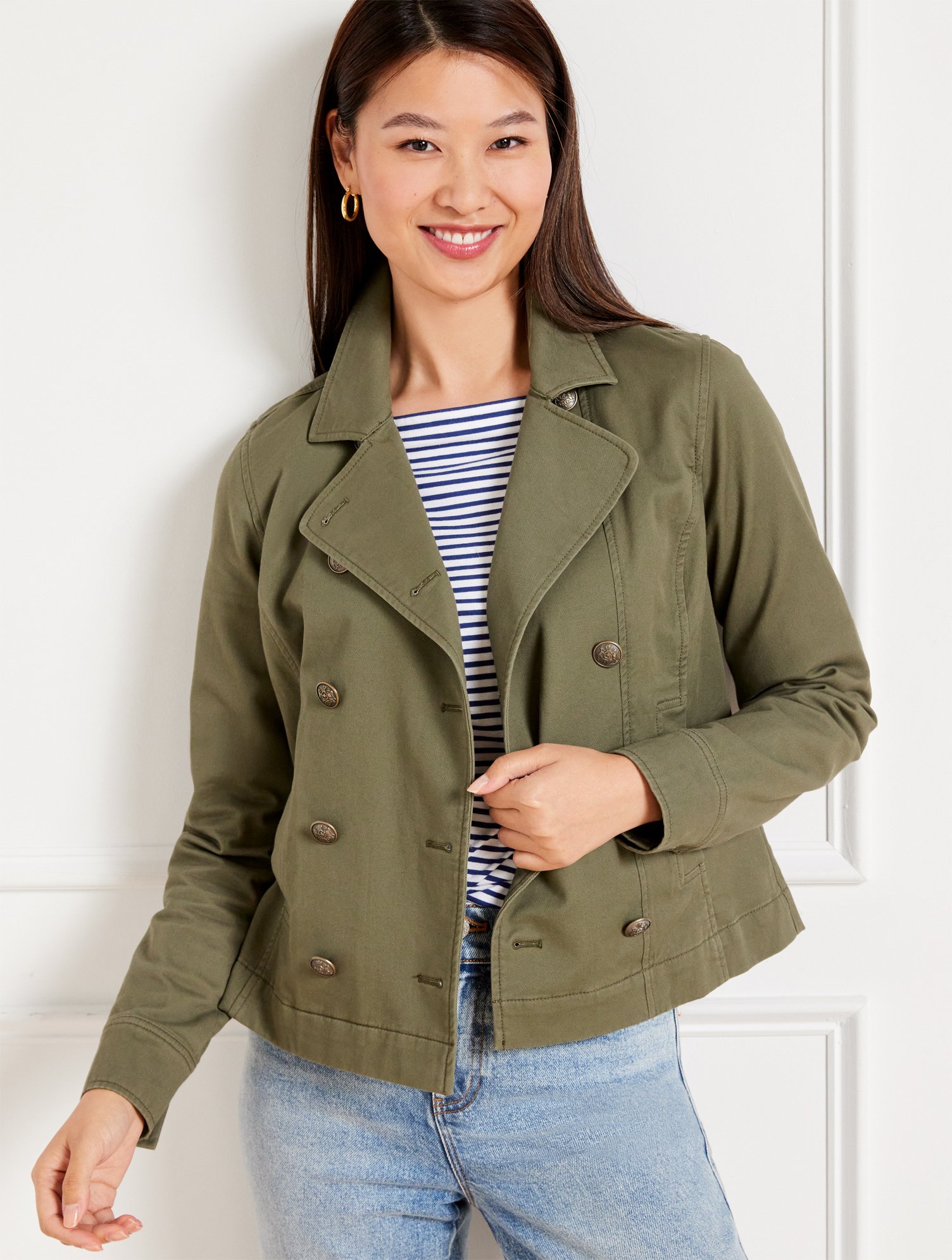 Talbots Petite - Double Breasted Officer Jacket - Burnt Olive - 16
